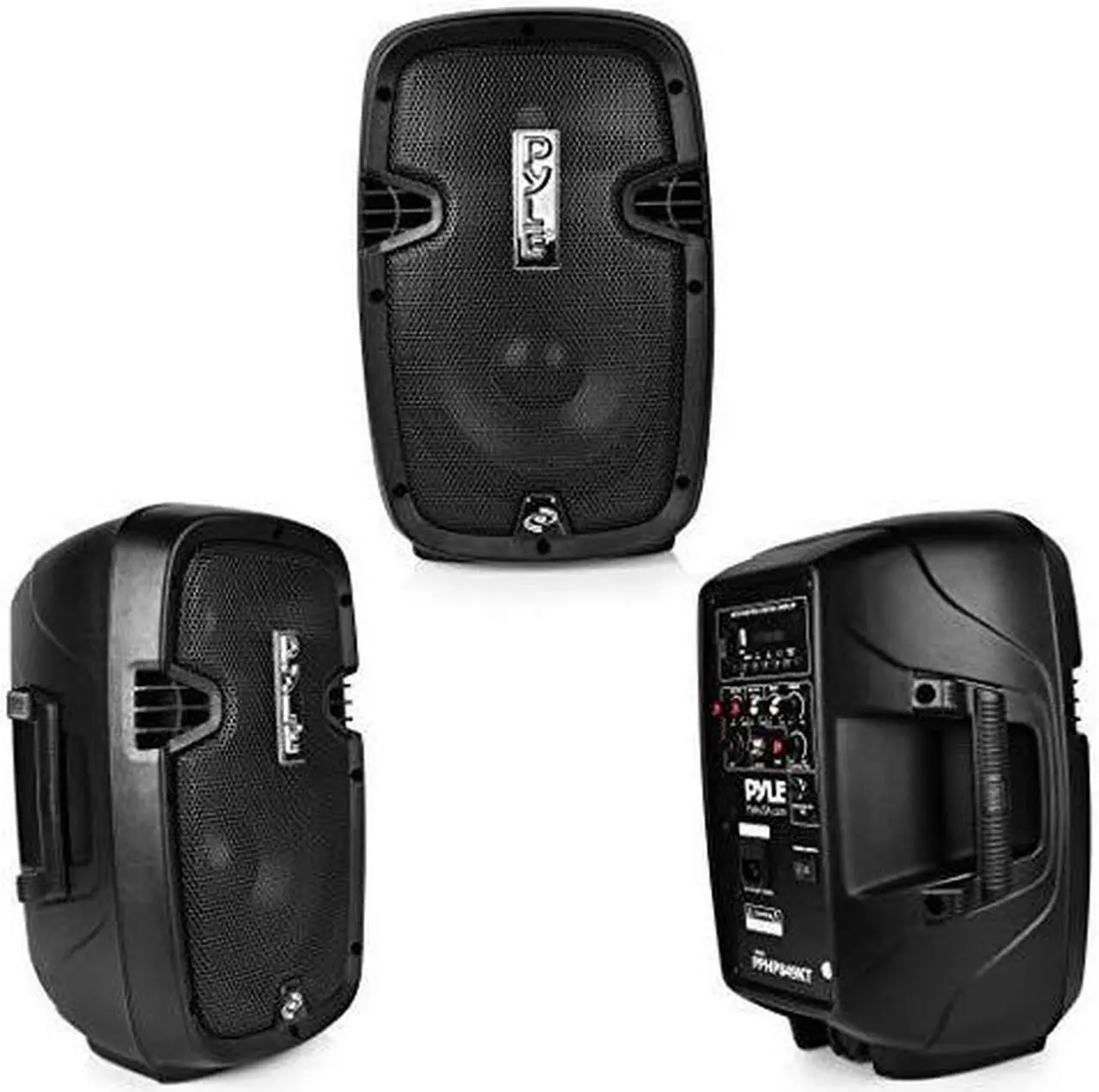 Alt view image 5 of 12 - Powered PA Speaker System Active & Passive Bluetooth Loudspeakers Kit with 8 Inch Speakers, Wired Microphone, MP3/USB/SD/AUX Readers, Speaker Stands- PYLE PPHP849KT.5,Black
