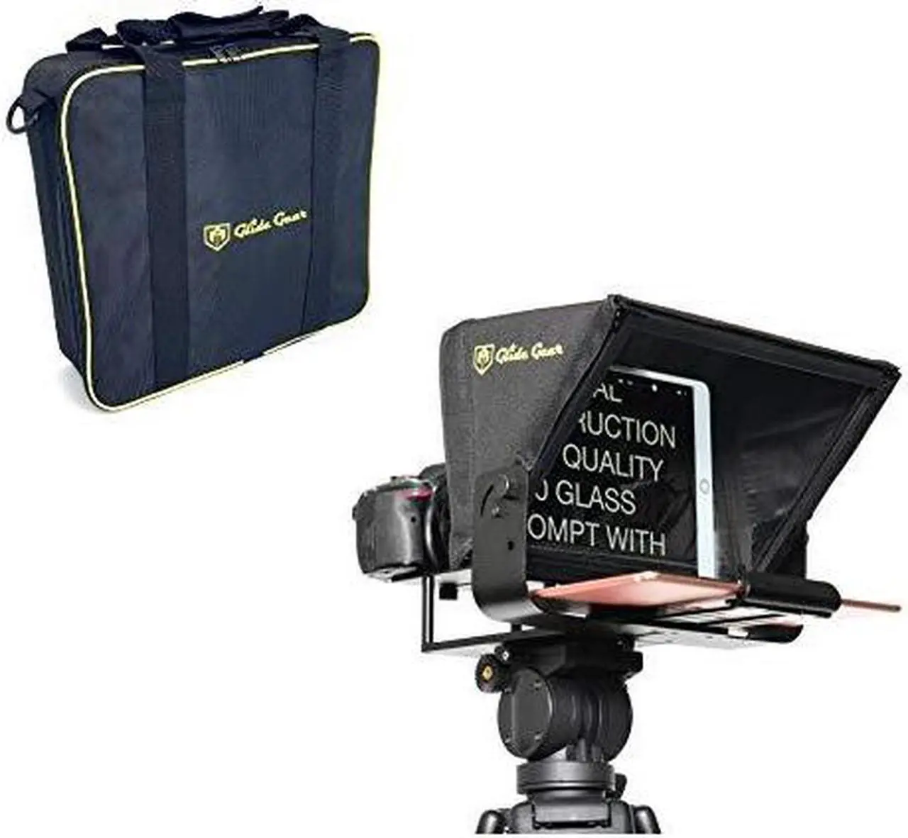 Alt view image 10 of 10 - Glide Gear TMP100 Adjustable iPad/ Tablet/ Smartphone Teleprompter Beam Splitter 70/30 Glass w/ Carry Case No Plastic All Metal / No Assembly Required