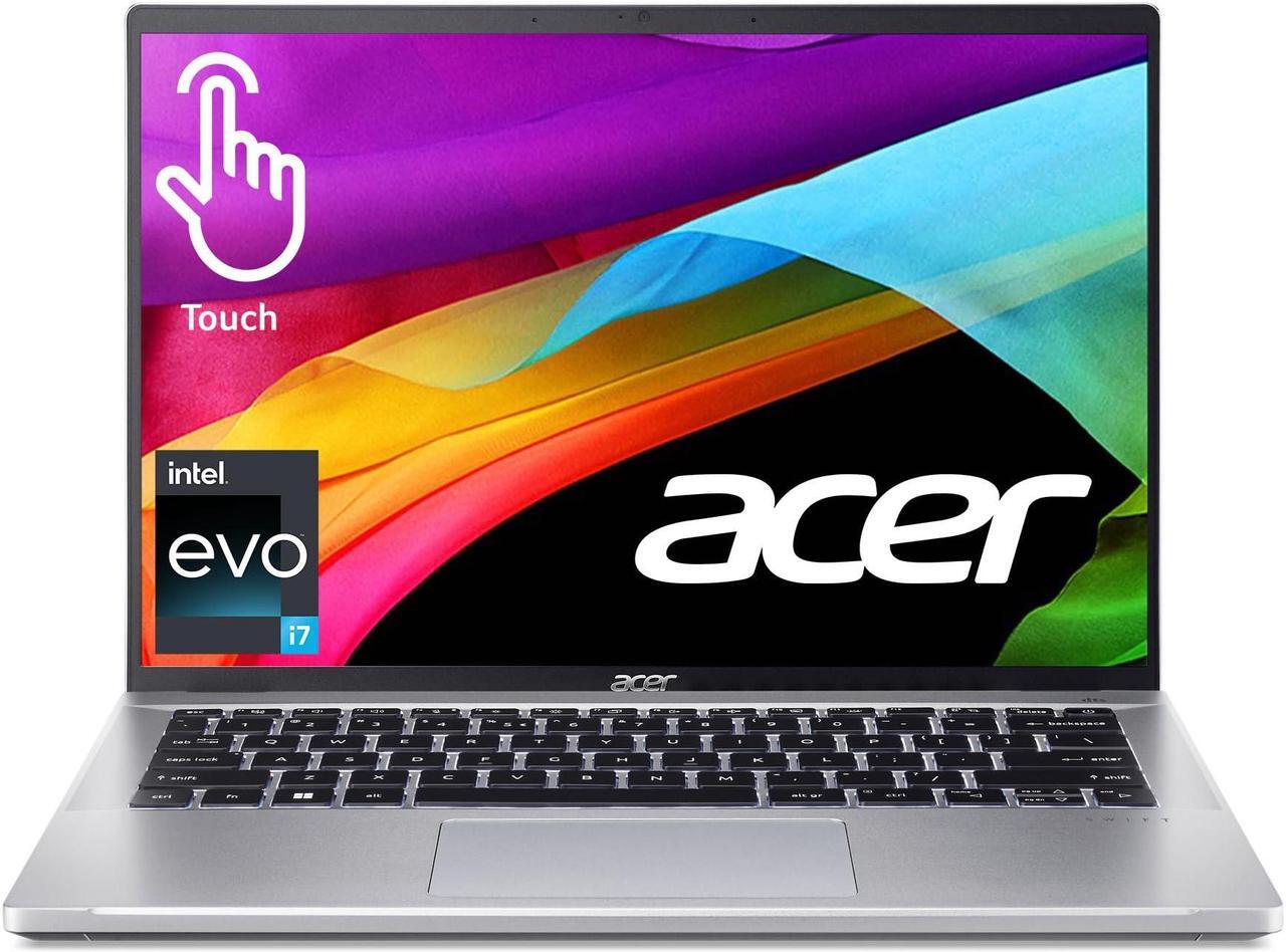Alt view image 7 of 7 - Acer Swift Go 14 Intel Evo Thin & Light Laptop 14" 1920x1200 100% sRGB Touch Display Intel Core i7-1355U Intel Iris Xe 16GB LPDDR5 512GB Gen 4 SSD Killer WiFi 6E AX1675 SFG14-71T-72QV