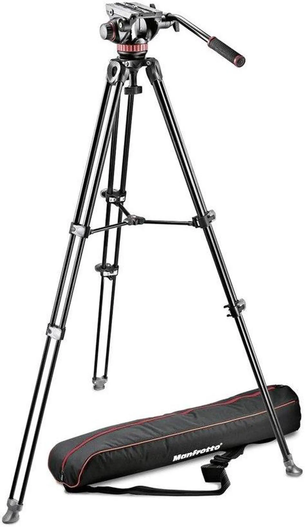 Alt view image 8 of 8 - Manfrotto MVT502AM 3-Section Aluminum Telescopic Twin Leg Tripod, 502 Fluid Head