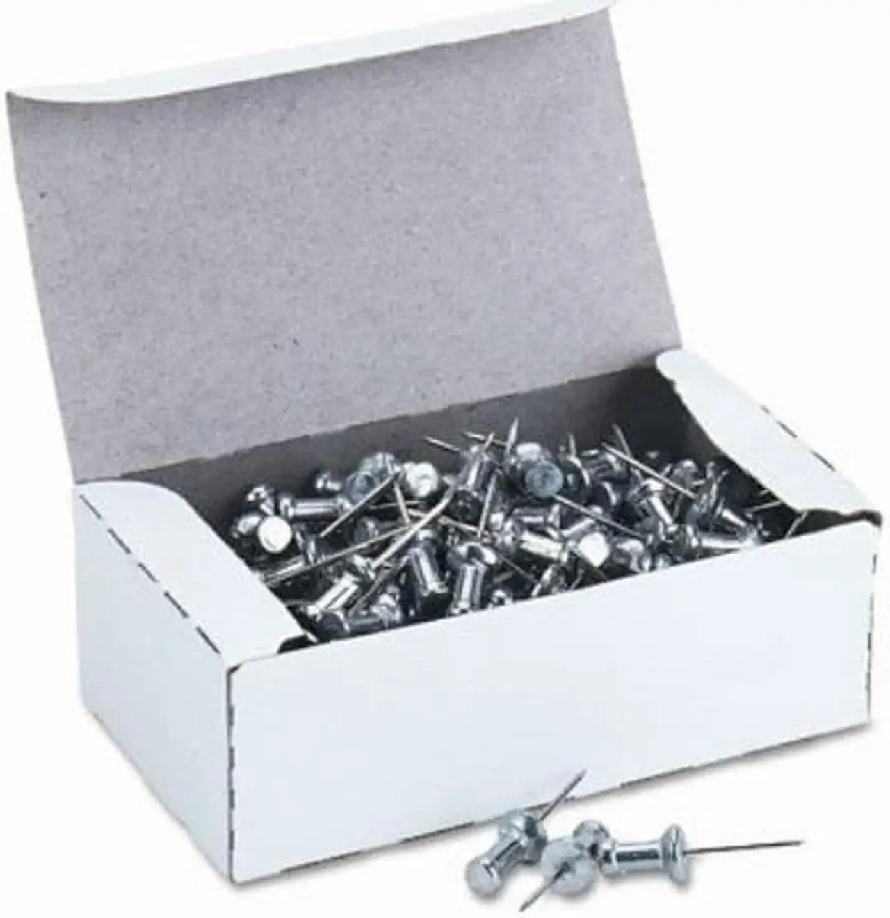 Alt view image 3 of 5 - Gem Aluminum Head Push Pins, Aluminum, Silver, 5/8", 100/Box CPAL5