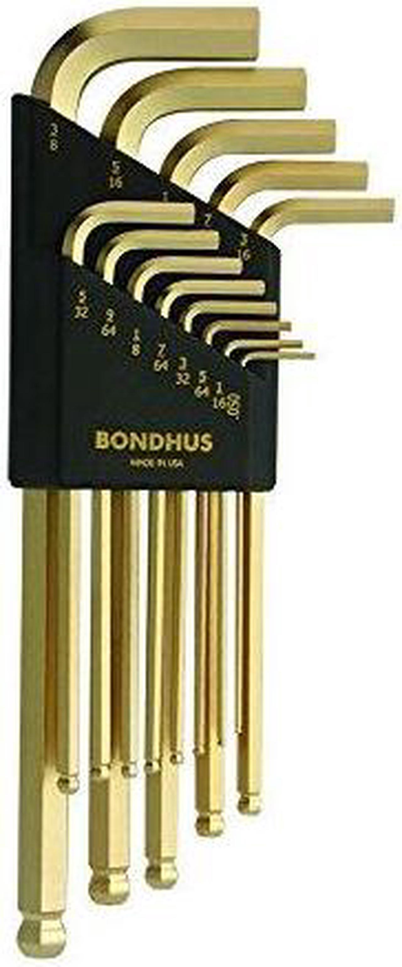 bondhus 37937 set of 13 balldriver lwrenches with goldguard finish, long length, sizes .0503/8inch