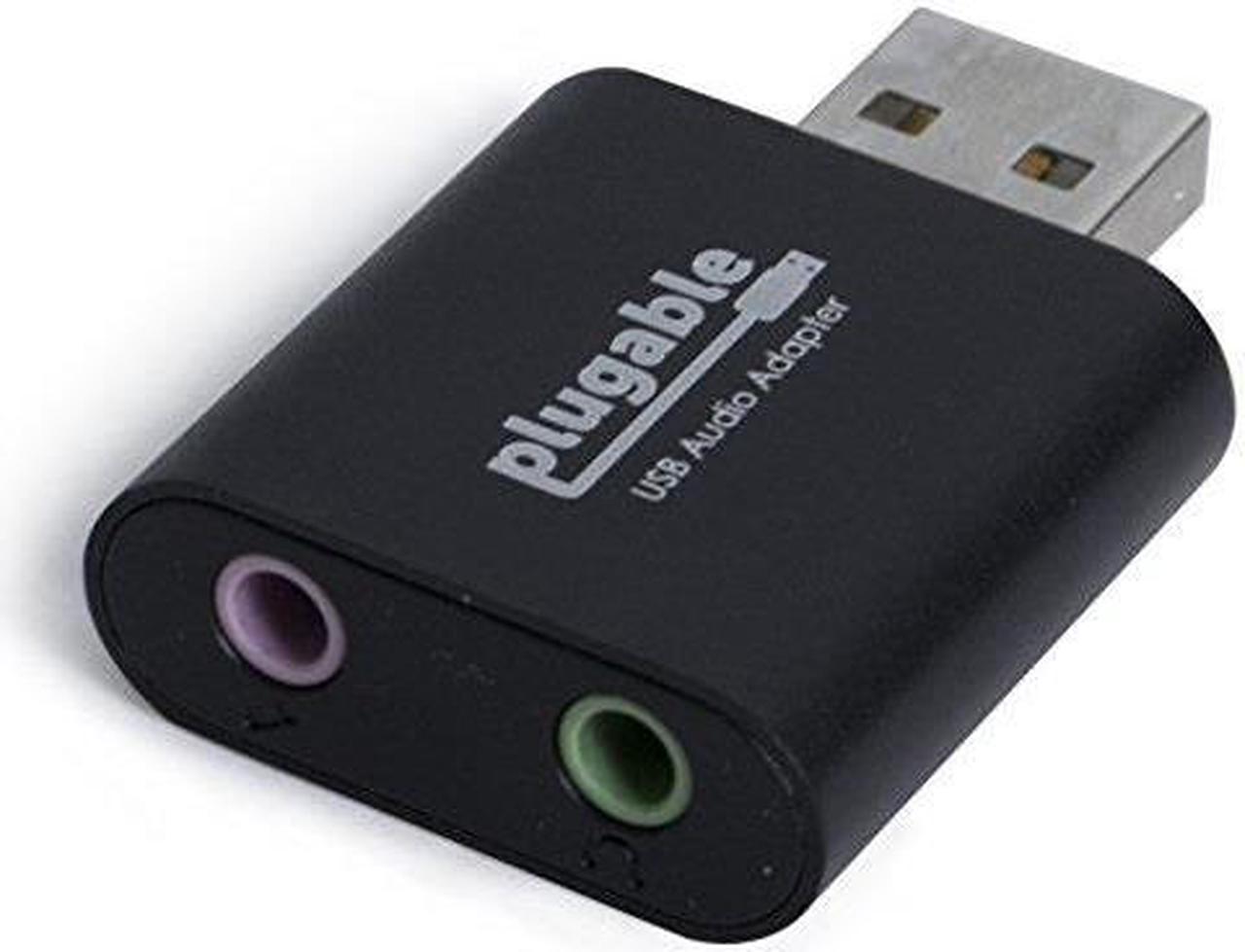 Main image of Plugable USB Audio Adapter with 3.5mm Speaker-Headphone and Microphone Jack, Add an External Stereo Sound Card to Any PC, Compatible with Windows, Mac, and Linux