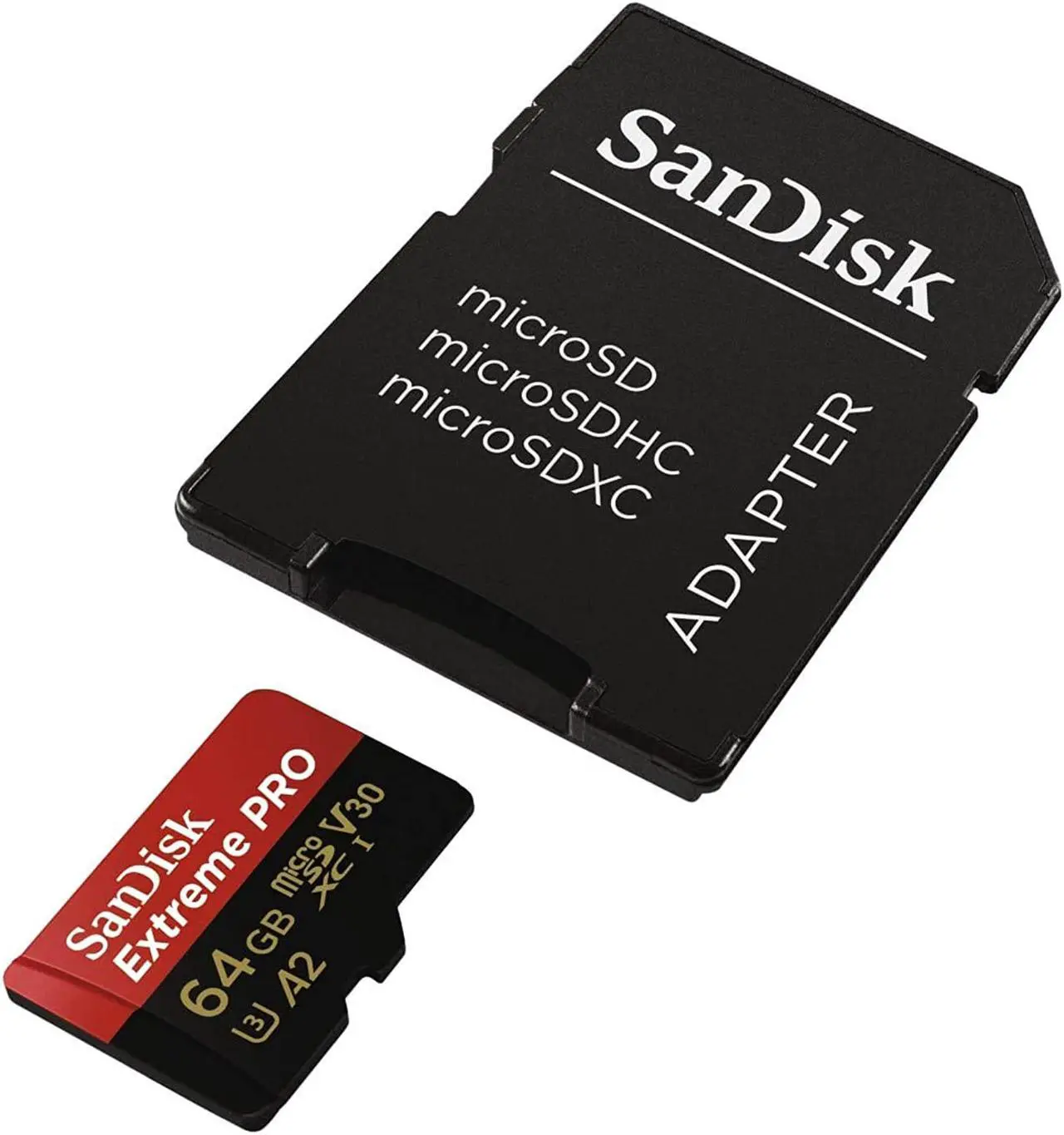 Alt view image 2 of 5 - SanDisk Extreme Pro MicroSDXC UHS-I U3 A2 V30 64GB + Adapter