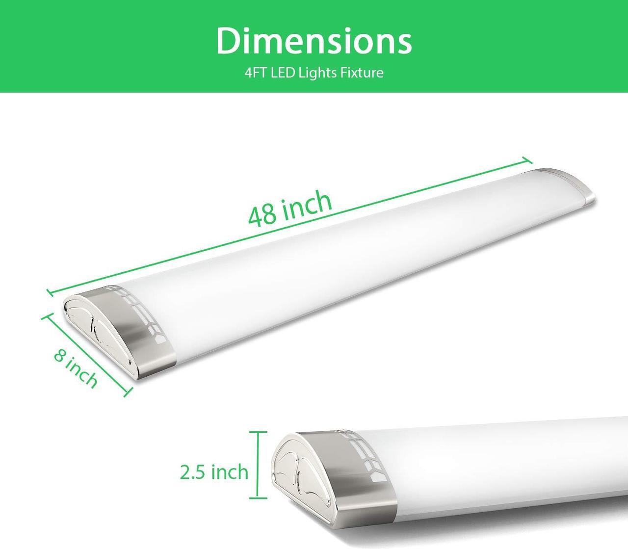 Alt view image 3 of 7 - TychoLite 4FT LED Light Fixture 50W 5500lm Linear Flush Mount Light, 4000K, Dimmable, 48 inch LED Kitchen Lights Ceiling Fixtures for Laundry, Craft Room, Office, Fluorescent Replacement 4 Pack