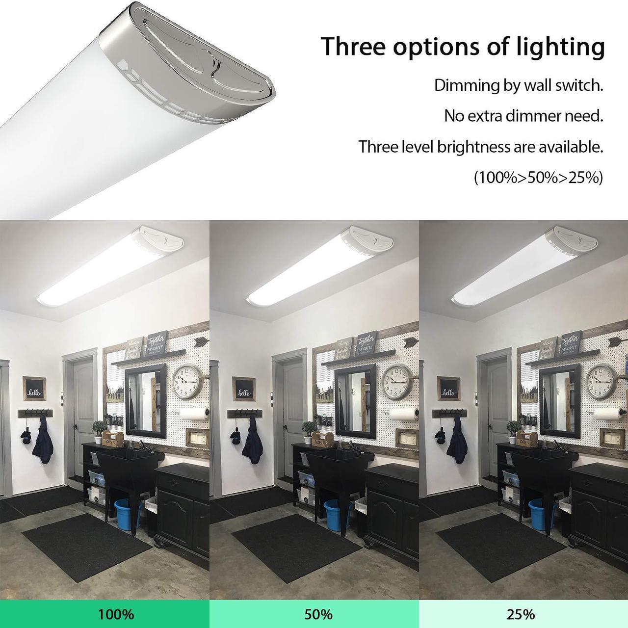 Alt view image 5 of 7 - TychoLite 4FT LED Light Fixture 50W 5500lm Linear Flush Mount Light, 4000K, Dimmable, 48 inch LED Kitchen Lights Ceiling Fixtures for Laundry, Craft Room, Office, Fluorescent Replacement 4 Pack