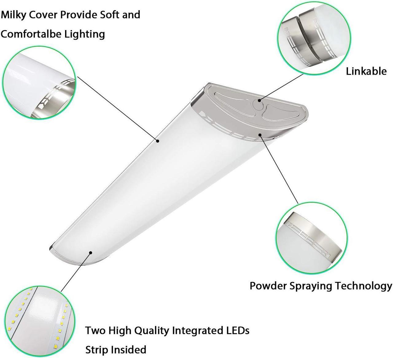 Alt view image 4 of 7 - TychoLite 4FT LED Light Fixture 50W 5500lm Linear Flush Mount Light, 4000K, Dimmable, 48 inch LED Kitchen Lights Ceiling Fixtures for Laundry, Craft Room, Office, Fluorescent Replacement 4 Pack