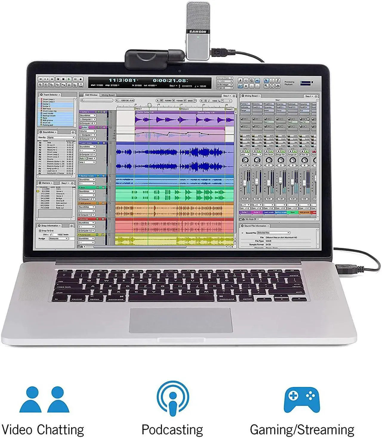 Alt view image 9 of 20 - Samson Go Mic USB Microphone for Mac and PC Computers (Silver)