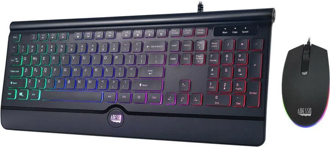 Alt view image 2 of 19 - ADESSO Illuminated Gaming Keyboard & Illuminated Mouse Combo AKB-137CB Black USB 104-Key US layout Keyboard