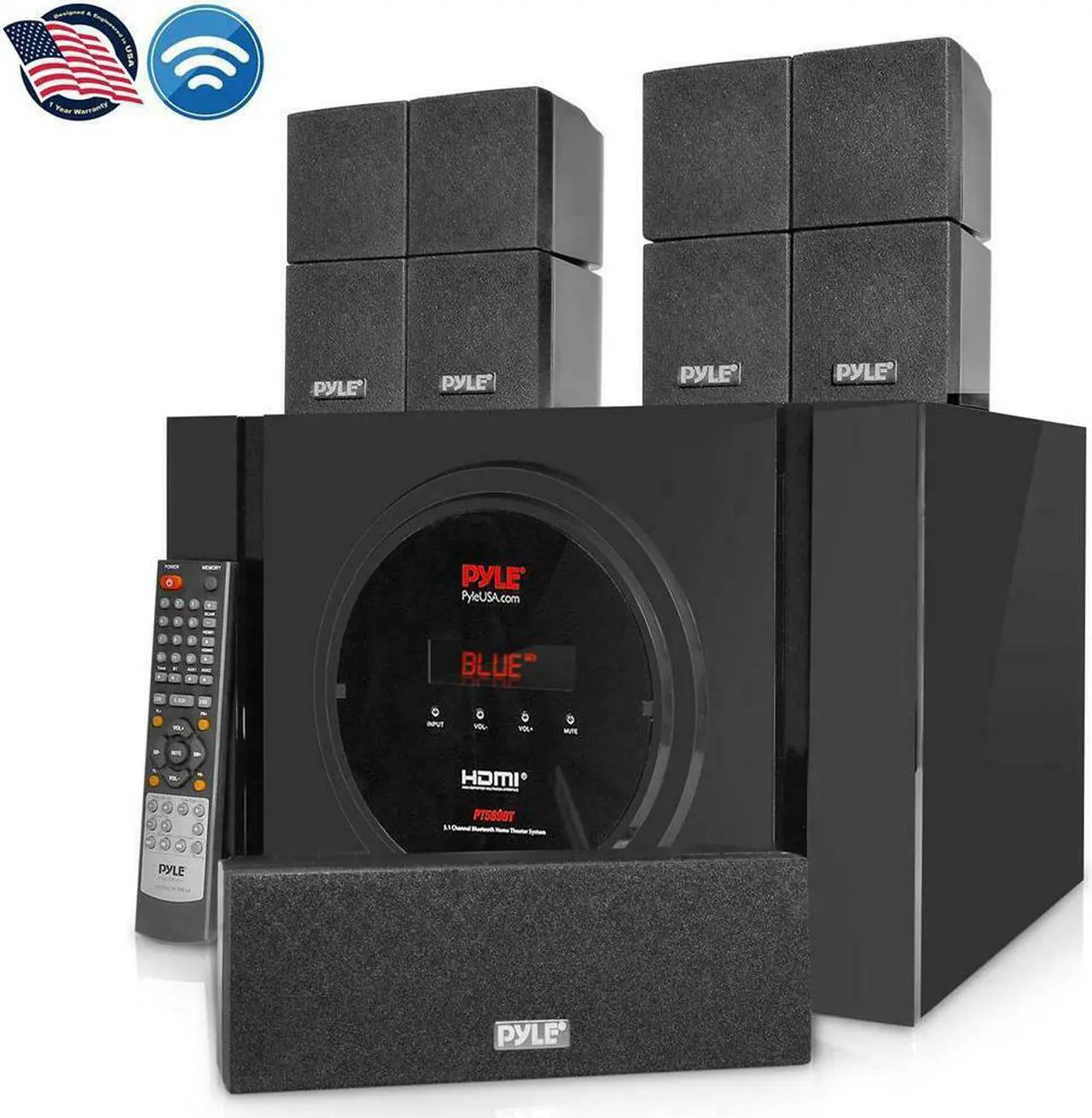 Alt view image 3 of 16 - Pyle PT589BT Bluetooth 5.1 Channel Home Theater System with Surround Sound Speakers