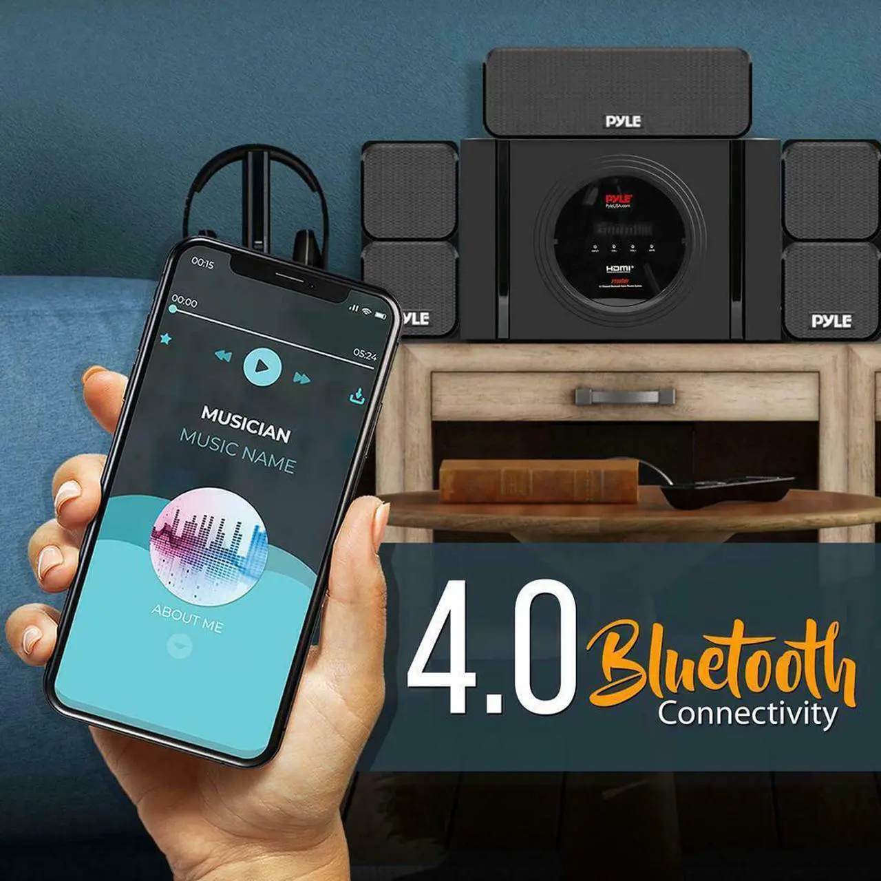 Alt view image 6 of 16 - Pyle PT589BT Bluetooth 5.1 Channel Home Theater System with Surround Sound Speakers
