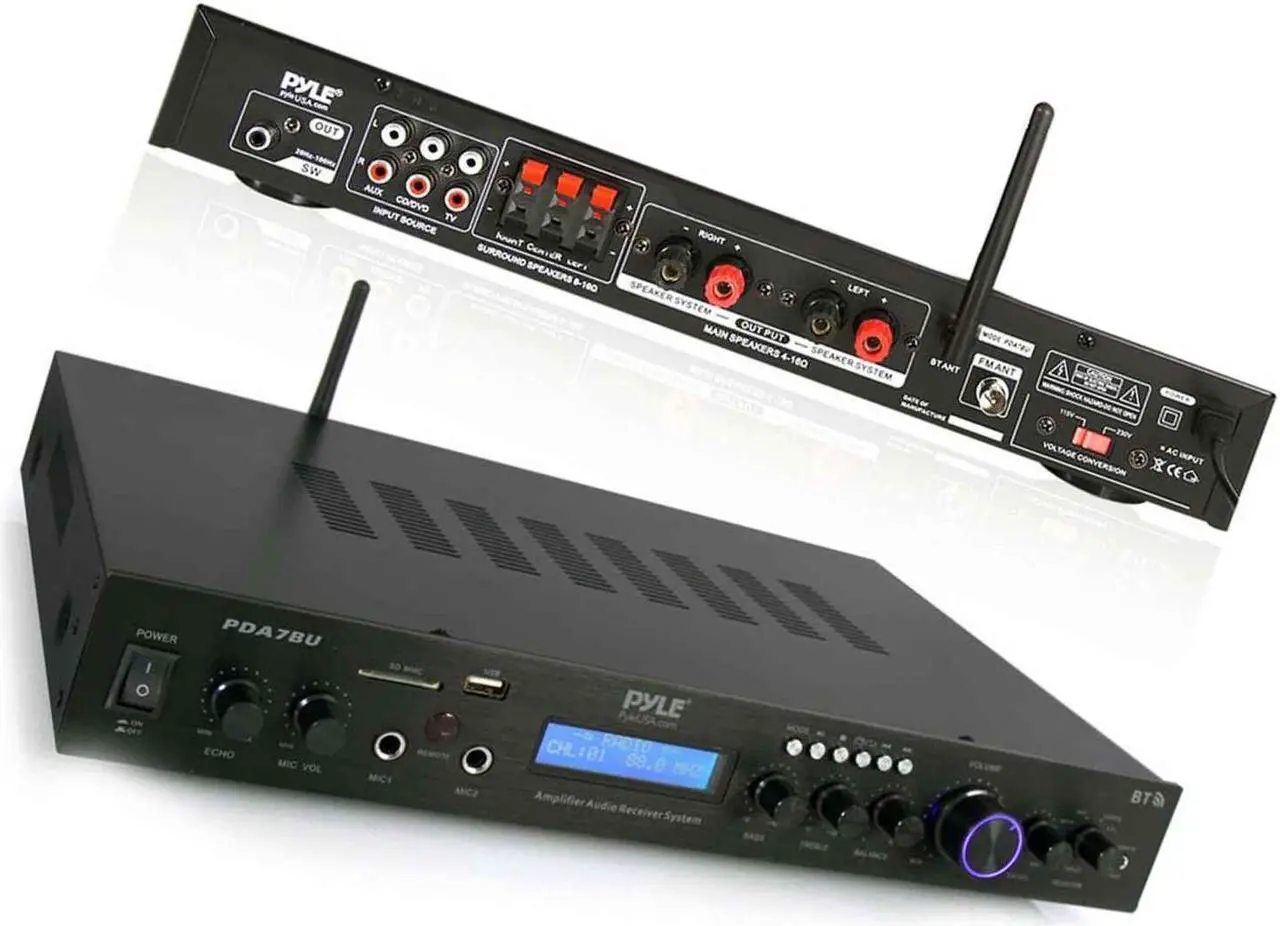Alt view image 14 of 17 - Home Theater Amplifier Audio Receiver Sound System with Bluetooth Wireless Streaming, MP3/USB/SD/AUX/FM Radio (200 Watt) (PDA7BU)