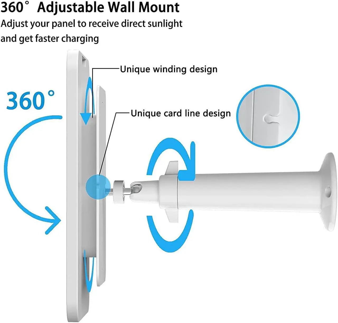 Alt view image 5 of 7 - Updated Version 4W Solar Panel Charging Compatible With Arlo Pro 3/Pro 4/Ultra/Ultra 2/Go 2 Only, With 13.1Ft Waterproof Charging Cable, Ip65 Weatherproof,Includes Secure Wall Mount(3-Pack)