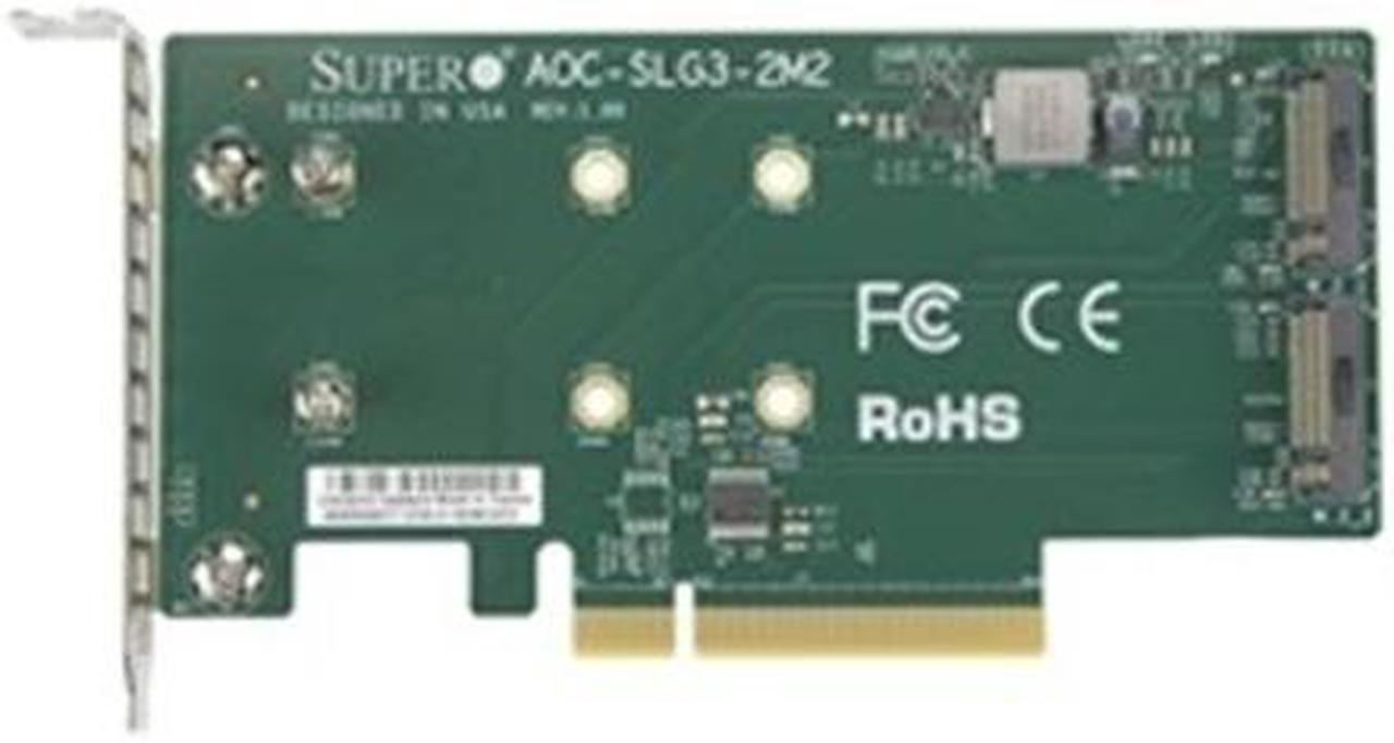 Alt view image 13 of 14 - Supermicro AOC-SLG3-2M2 PCIe Add-On Card for up to two NVMe SSDs - Bulk