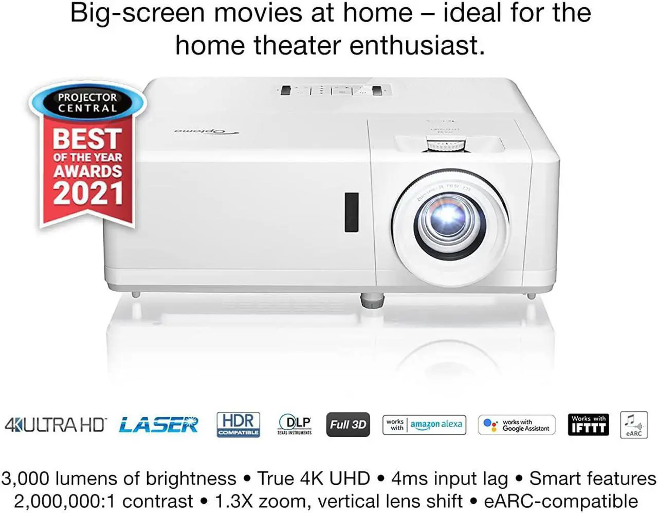 Alt view image 6 of 13 - Optoma 300 Lumen Home Cinema Laser Projector