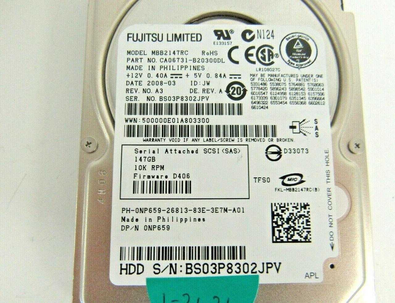 Alt view image 8 of 12 - Dell NP659 146GB 10000 RPM SAS 3Gb/s 2.5" Internal Notebook Hard Drive