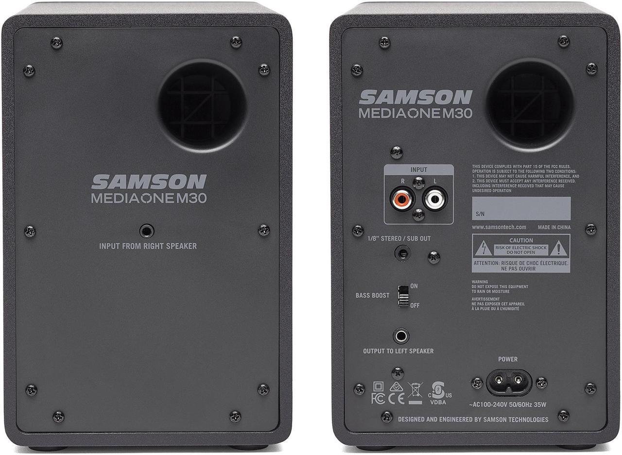 Alt view image 10 of 20 - Samson MediaOne M30 Powered Studio Monitors (Pair)