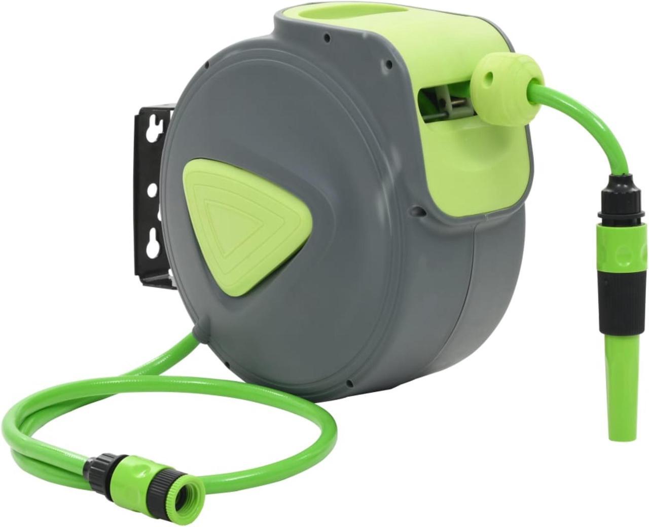 Main image of vidaXL Automatic Retractable Water Hose Reel Wall Mounted 32.8'+3.3'