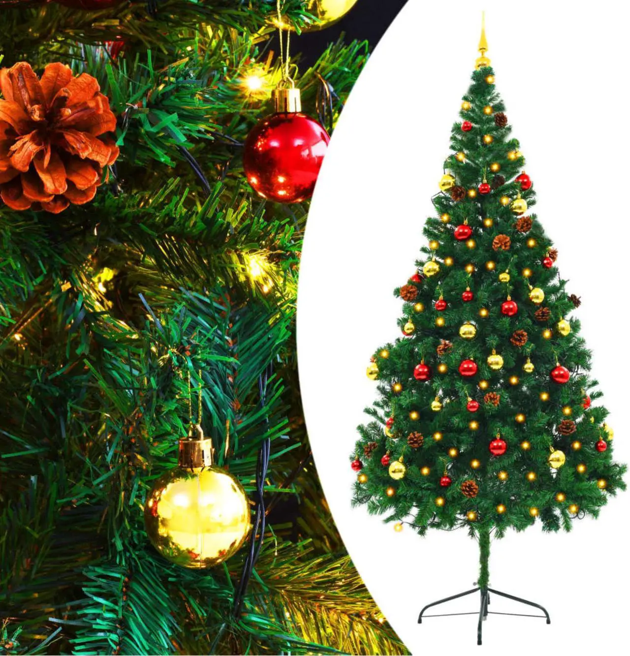 Alt view image 10 of 13 - vidaXL Artificial Pre-lit Christmas Tree with Baubles Xmas Tree Decoration Green
