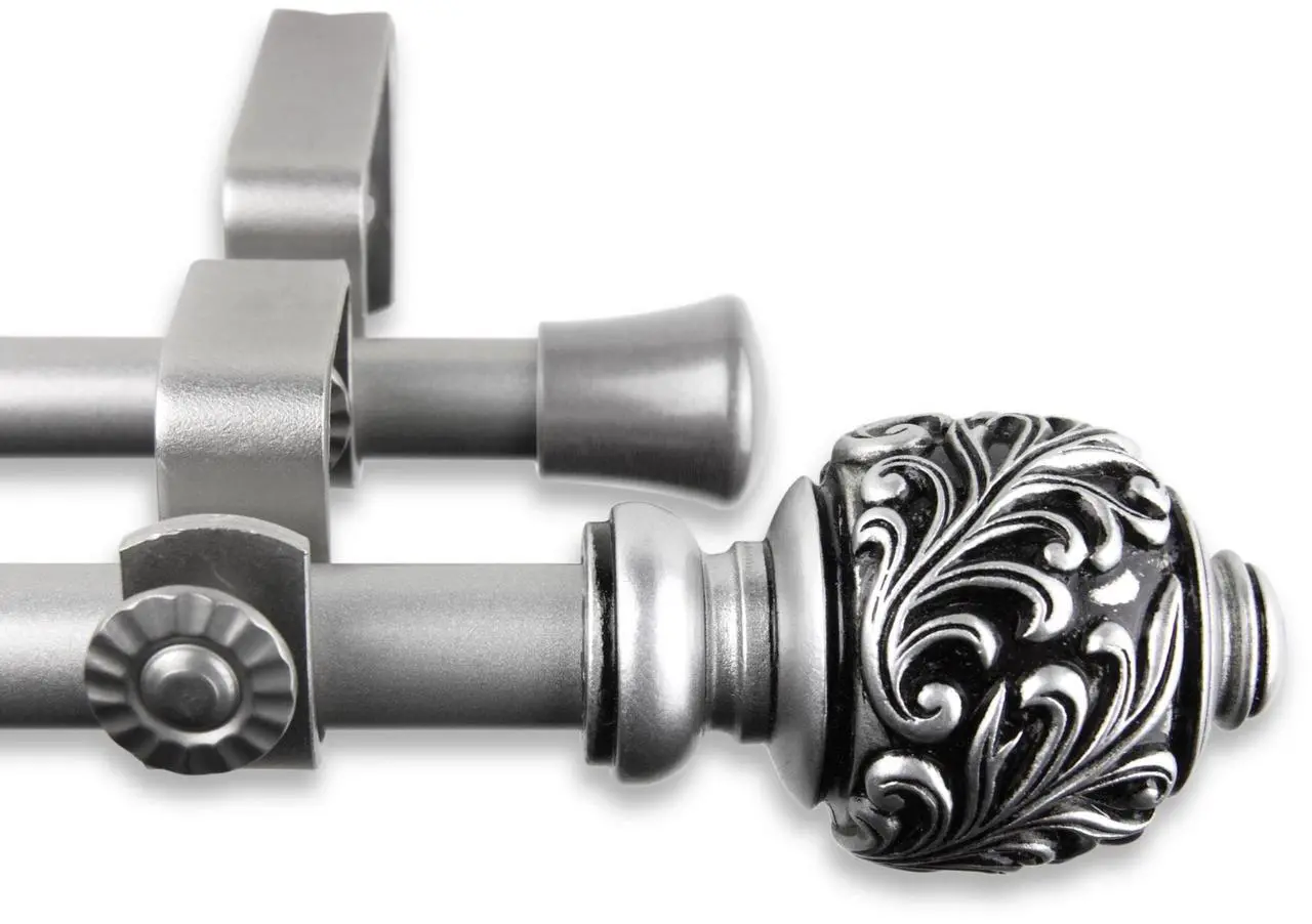 Main image of Ivana Double Curtain Rod 5/8 inch 48-84 Inch - Satin Nickel