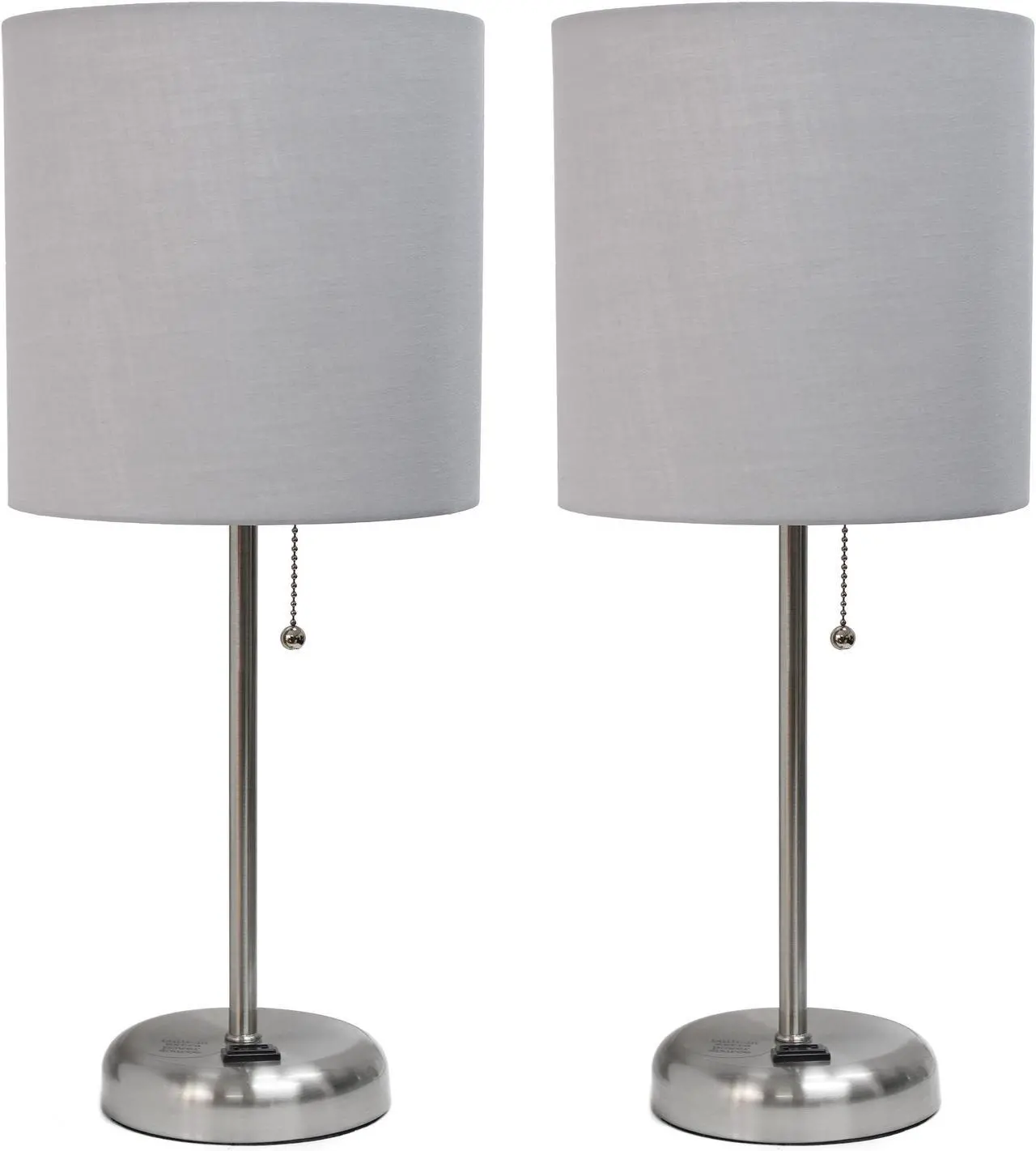 Alt view image 16 of 16 - LimeLights Stick Lamp with Charging Outlet and Fabric Shade Two Pack Set
