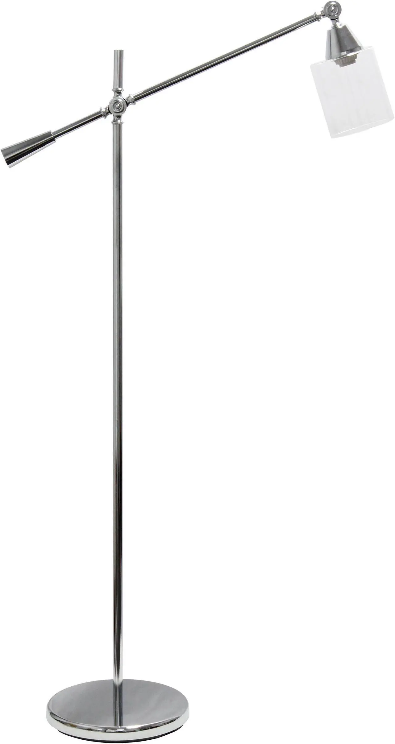 Alt view image 2 of 8 - Lalia Home Swing Arm Floor Lamp with Clear Glass Cylindrical Shade, Chrome