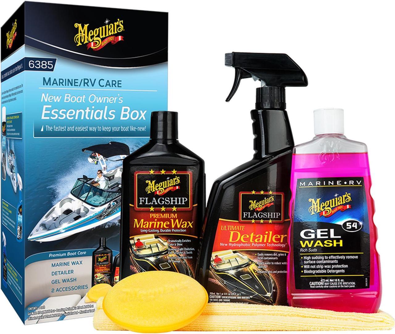 Alt view image 4 of 7 - Meguiar's M6385 New Boat Owners Essential Box 5 Piece Cleaning Wax Wash Kit