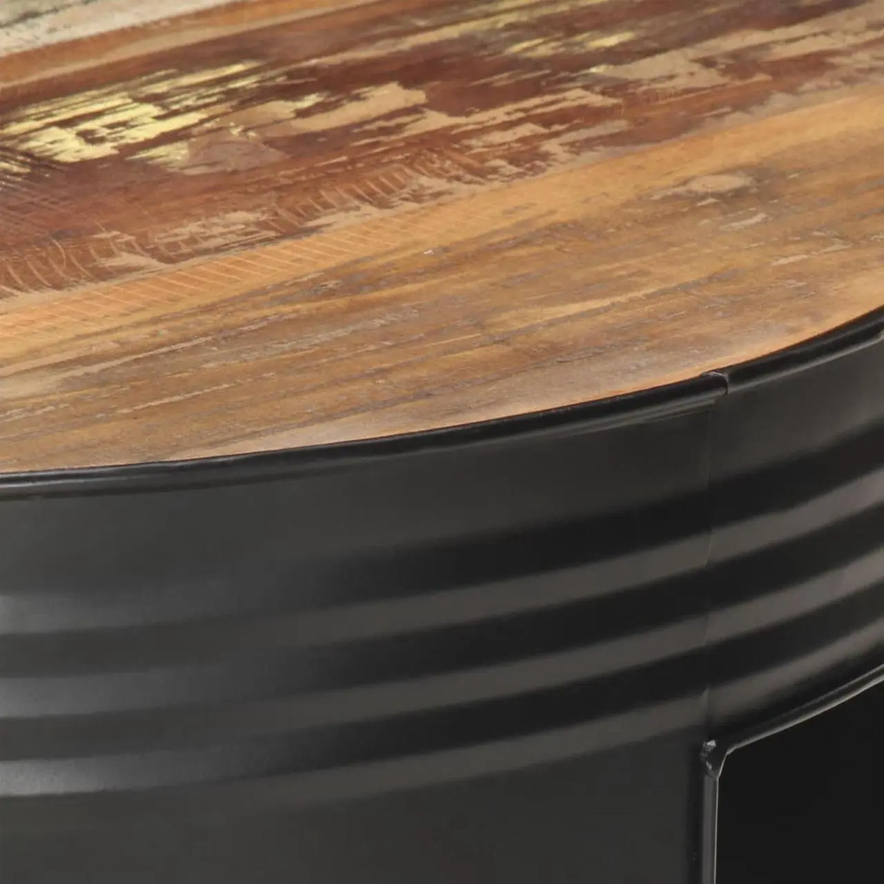 Alt view image 2 of 15 - vidaXL Coffee Table Black  26.8"x26.8"x14.2" Solid Reclaimed Wood