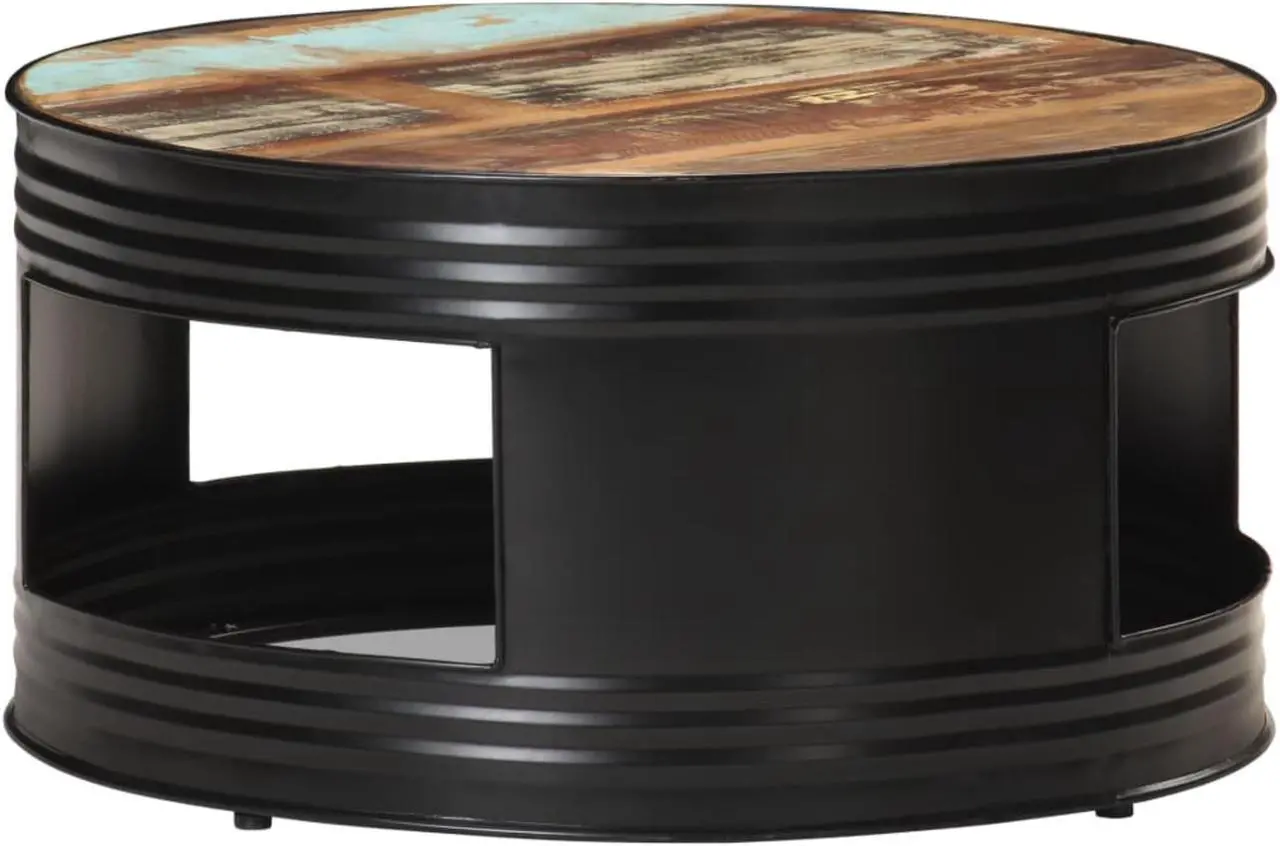 Main image of vidaXL Coffee Table Black  26.8"x26.8"x14.2" Solid Reclaimed Wood