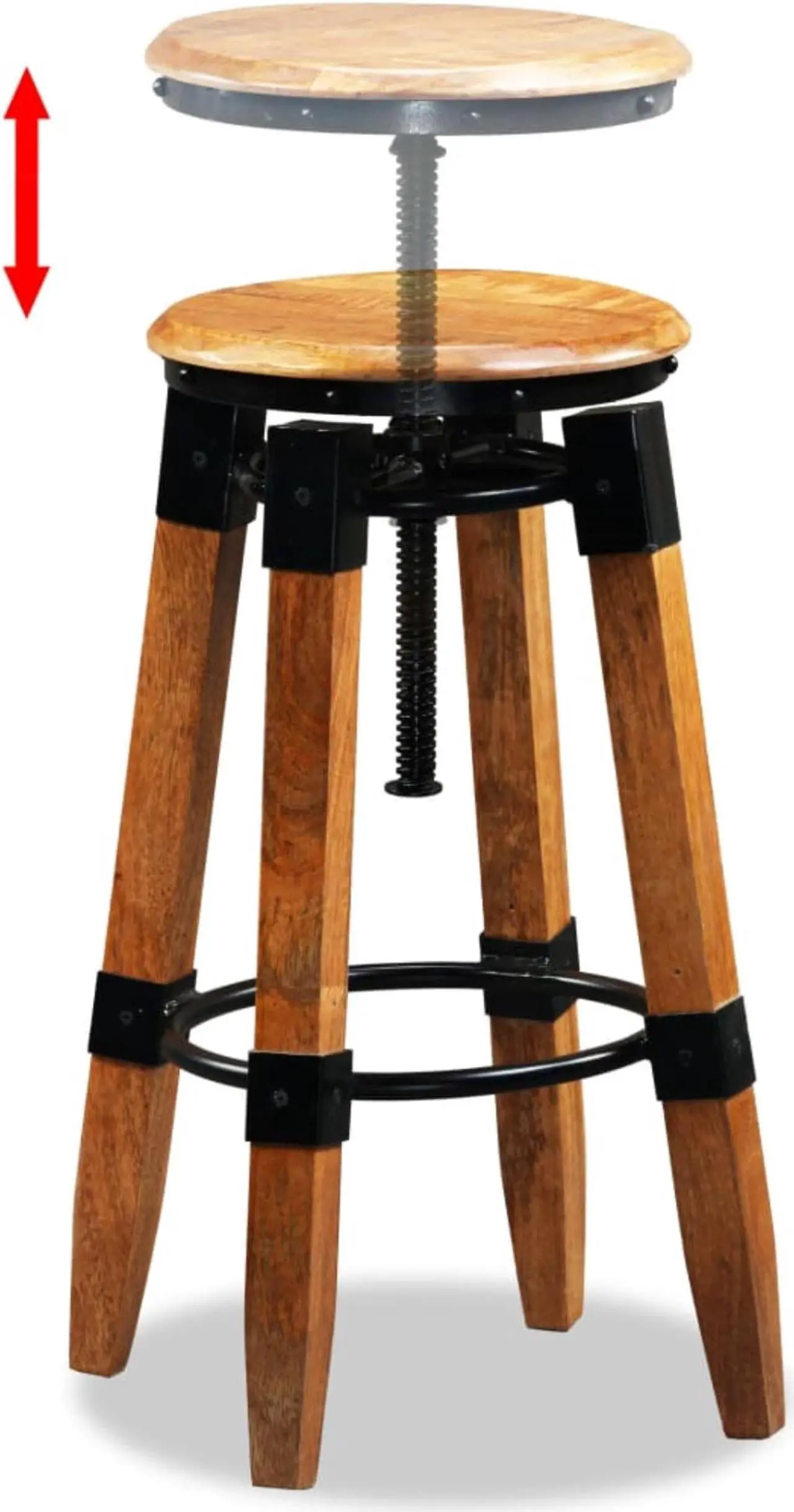 Alt view image 7 of 17 - vidaXL Bar Stools Adjustable Bar Seat Counter Height Stools 2 Pcs Solid Wood