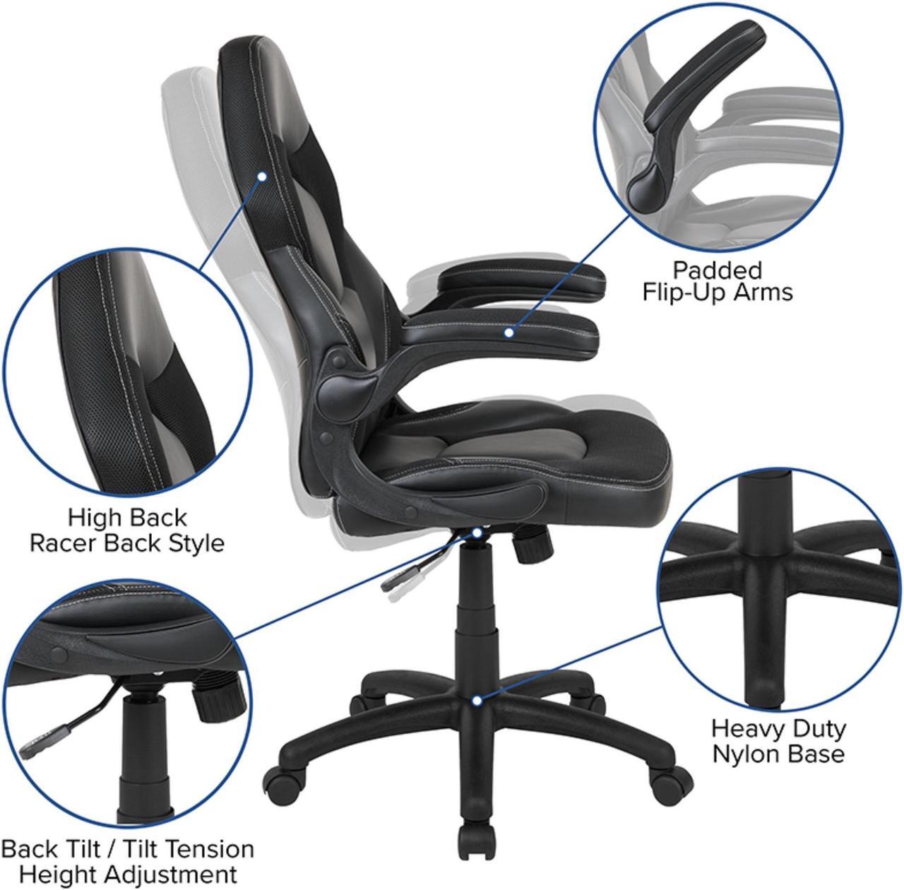 Alt view image 15 of 20 - Flash Furniture Red Computer Gaming Desk and Black Racing Chair Set with Cup Holder and Headphone Hook