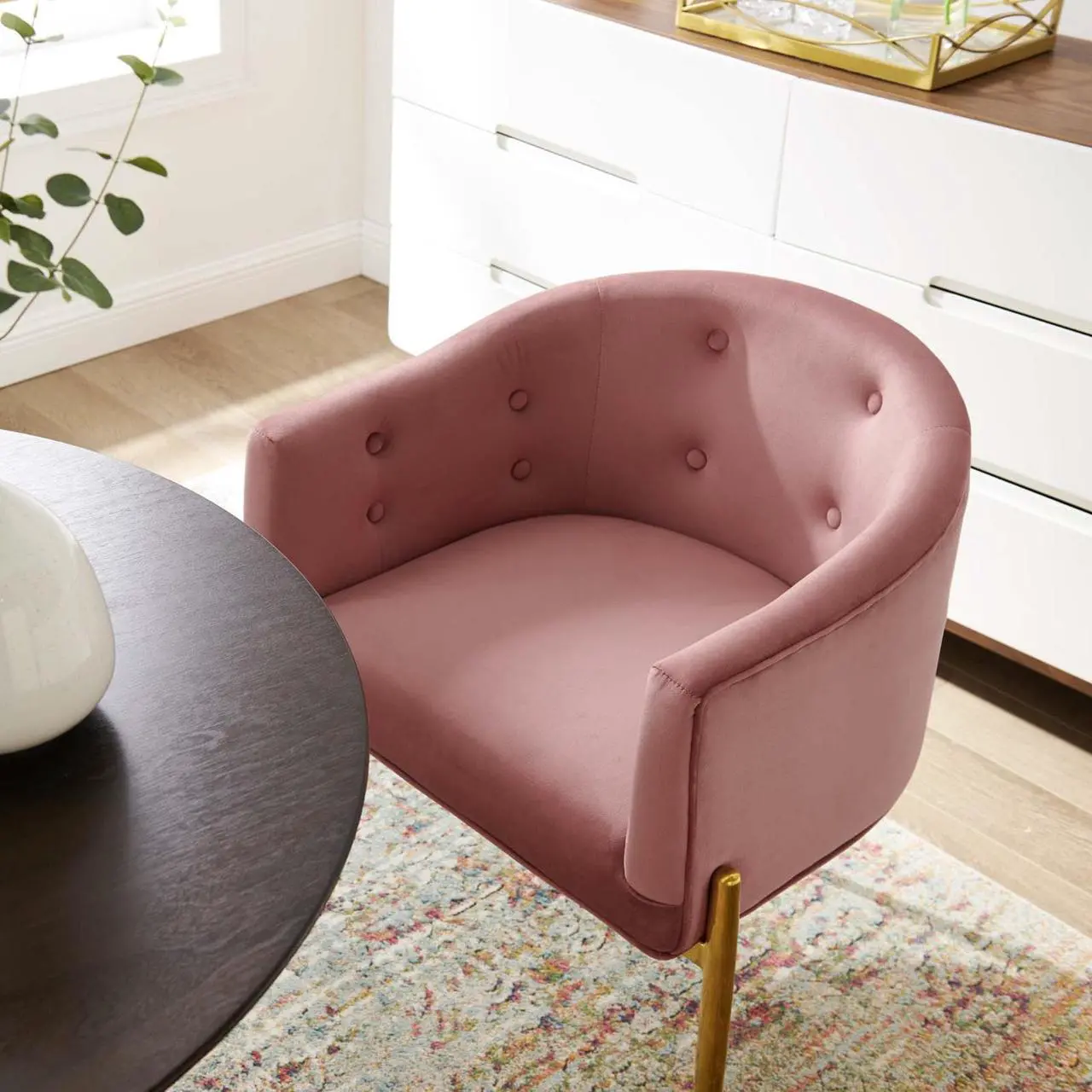 Alt view image 6 of 13 - Savour Tufted Performance Velvet Accent Chair Dusty Rose