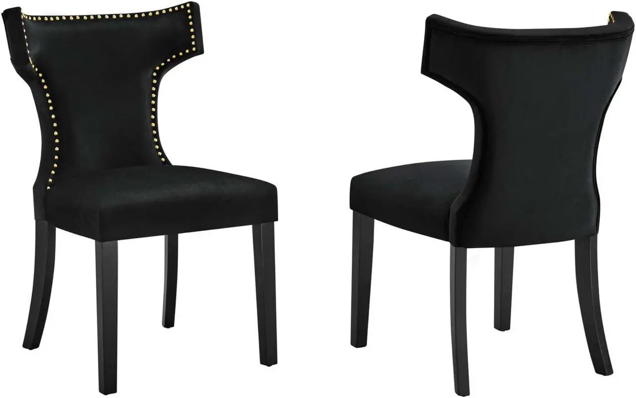 Alt view image 2 of 12 - Curve Performance Velvet Dining Chairs - Set of 2-EEI-5008