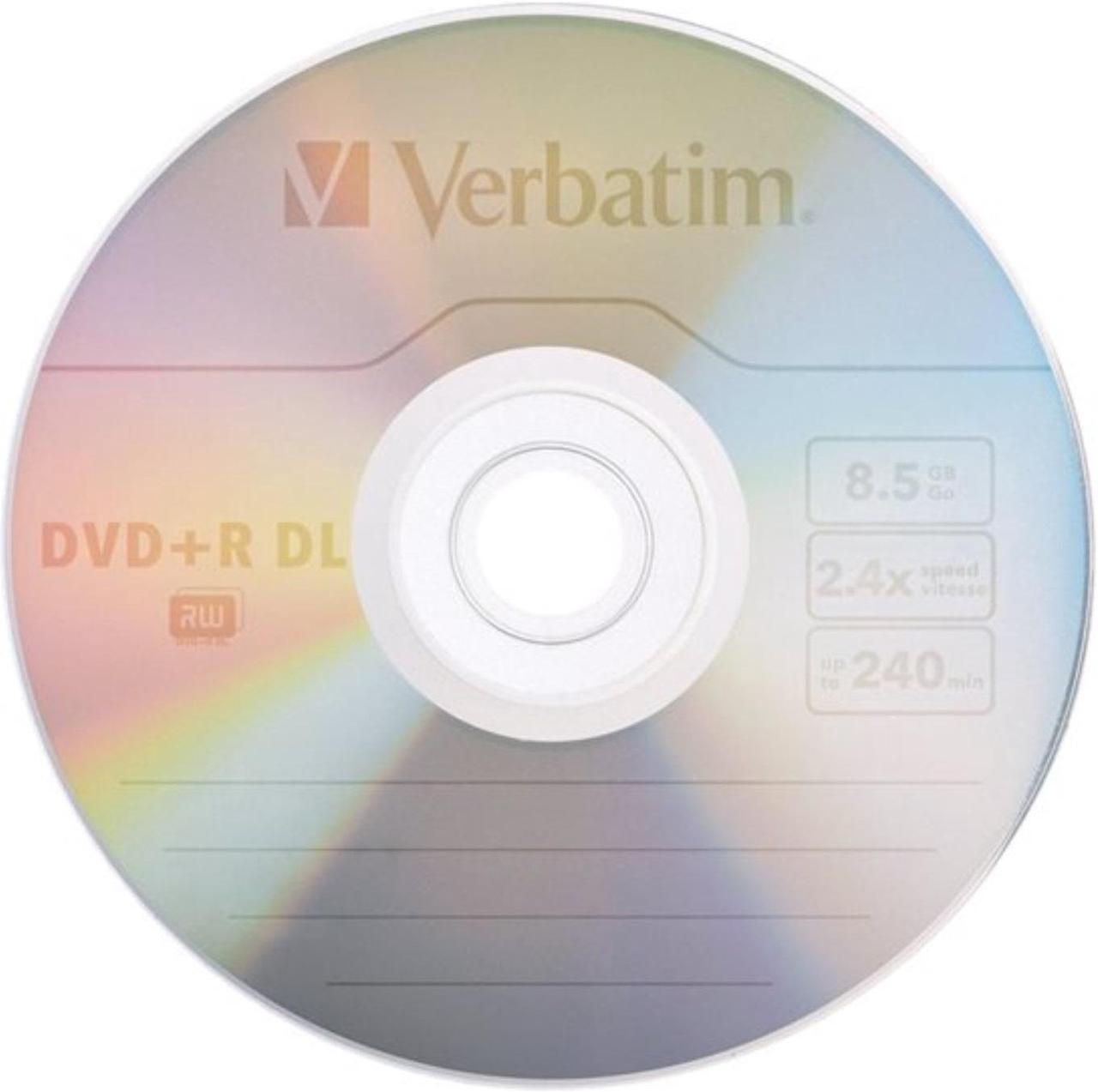 Alt view image 3 of 3 - VERBATIM  Dual-Layer Dvd+r Discs, 8.5gb, 8x, Spindle, 30/pk, Silver