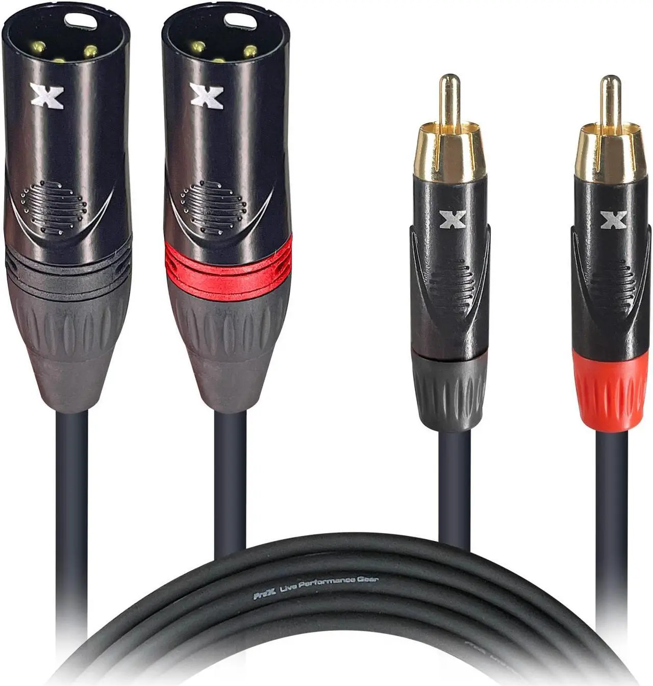 Alt view image 3 of 6 - ProX XC-DRXM05 5' Dual RCA-M to Dual XLR3-M Unbalanced Audio Cable