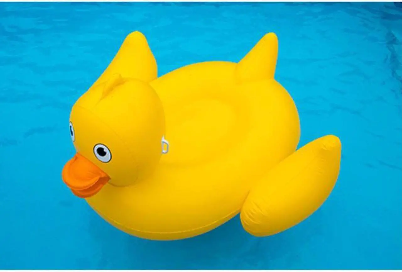 Alt view image 6 of 6 - Swimline Inflatable Giant Lucky Rubber Ducky Ride On Swimming Pool or Lake Float