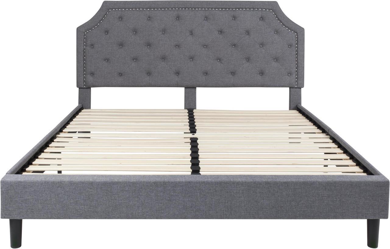 Alt view image 3 of 20 - Brighton King Size Tufted Upholstered Platform Bed in Light Gray Fabric