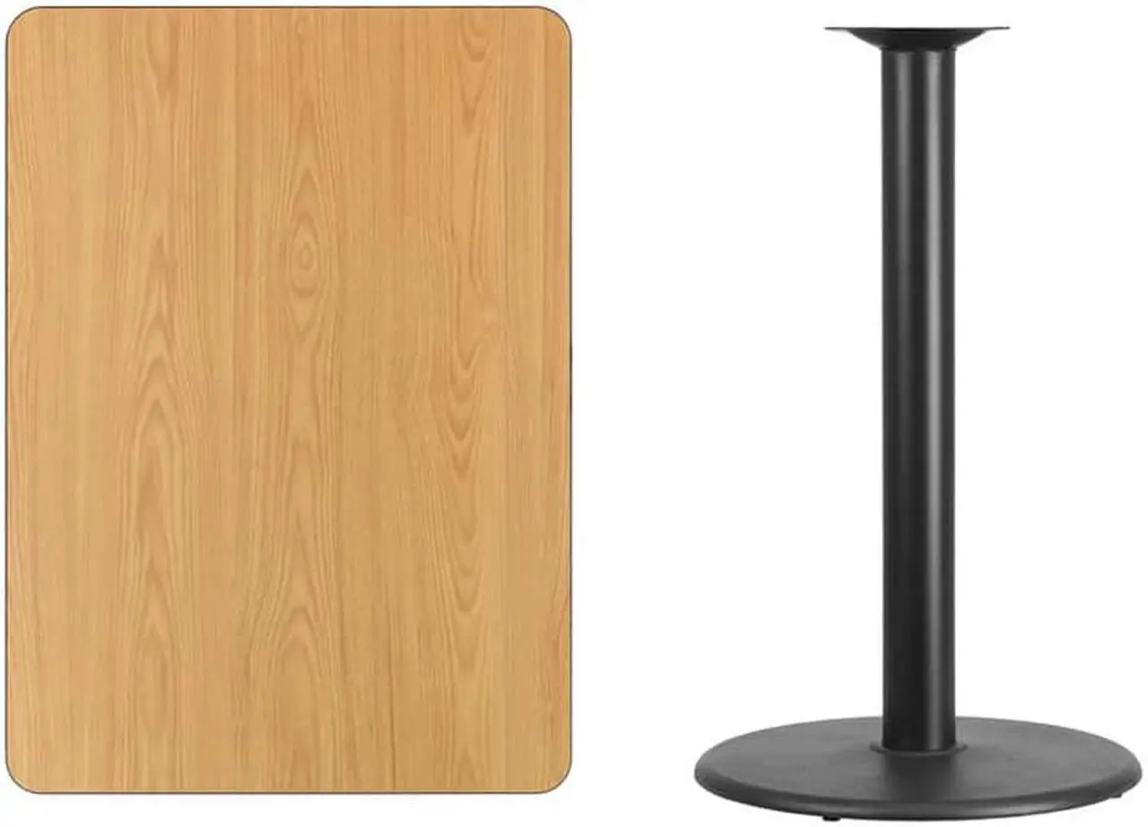 Alt view image 8 of 13 - 30'' x 42'' Rectangular Natural Laminate Table Top with 24'' Round Bar Height Table Base