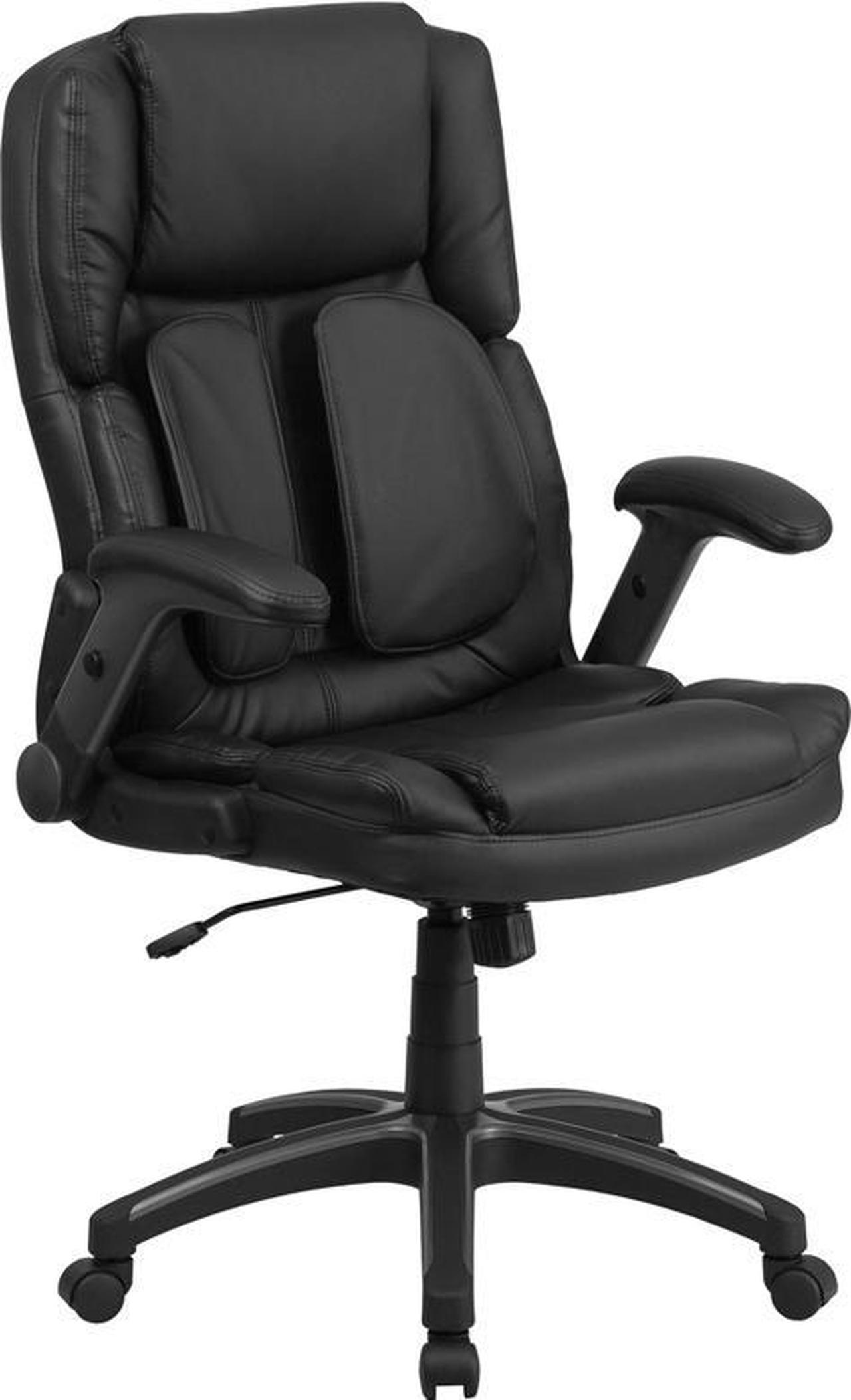 Alt view image 15 of 20 - Extreme Comfort High Back Black LeatherSoft Executive Swivel Ergonomic Office Chair with Flip-Up Arms
