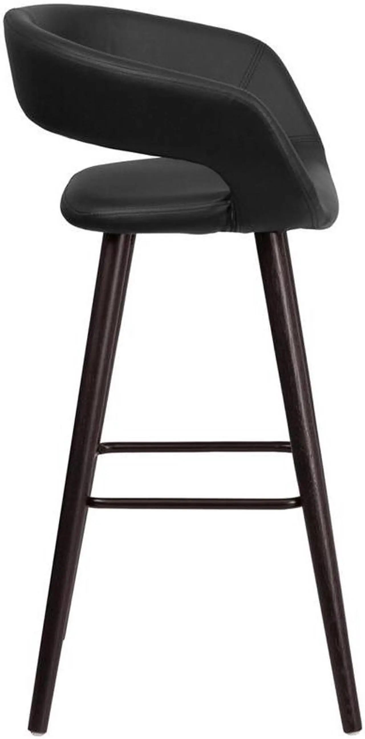 Alt view image 15 of 20 - Brynn Series 29'' High Contemporary Cappuccino Wood Barstool in Black Vinyl