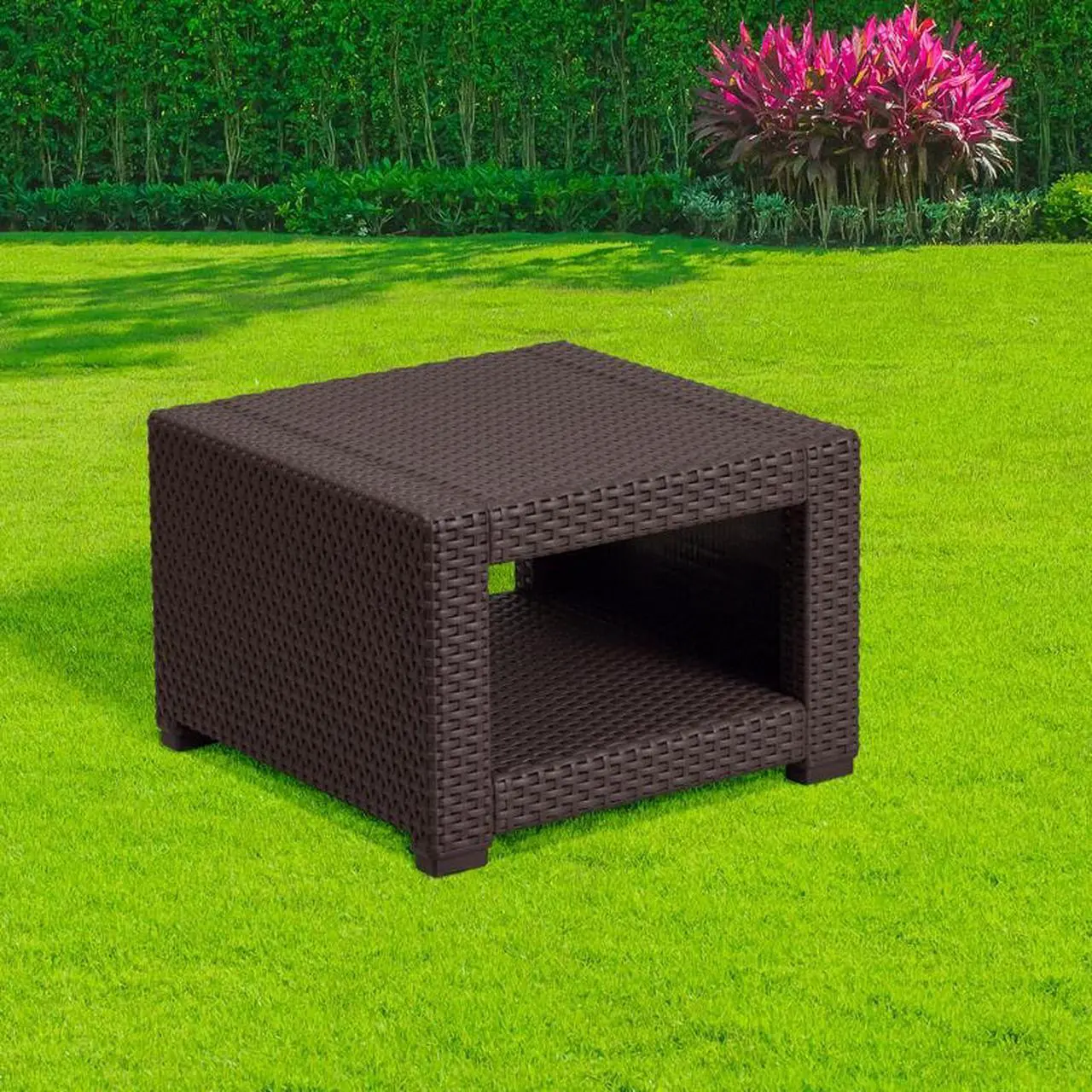 Alt view image 5 of 20 - Flash Furniture Seneca Faux Rattan End Table Chocolate Brown (DADSF1S)
