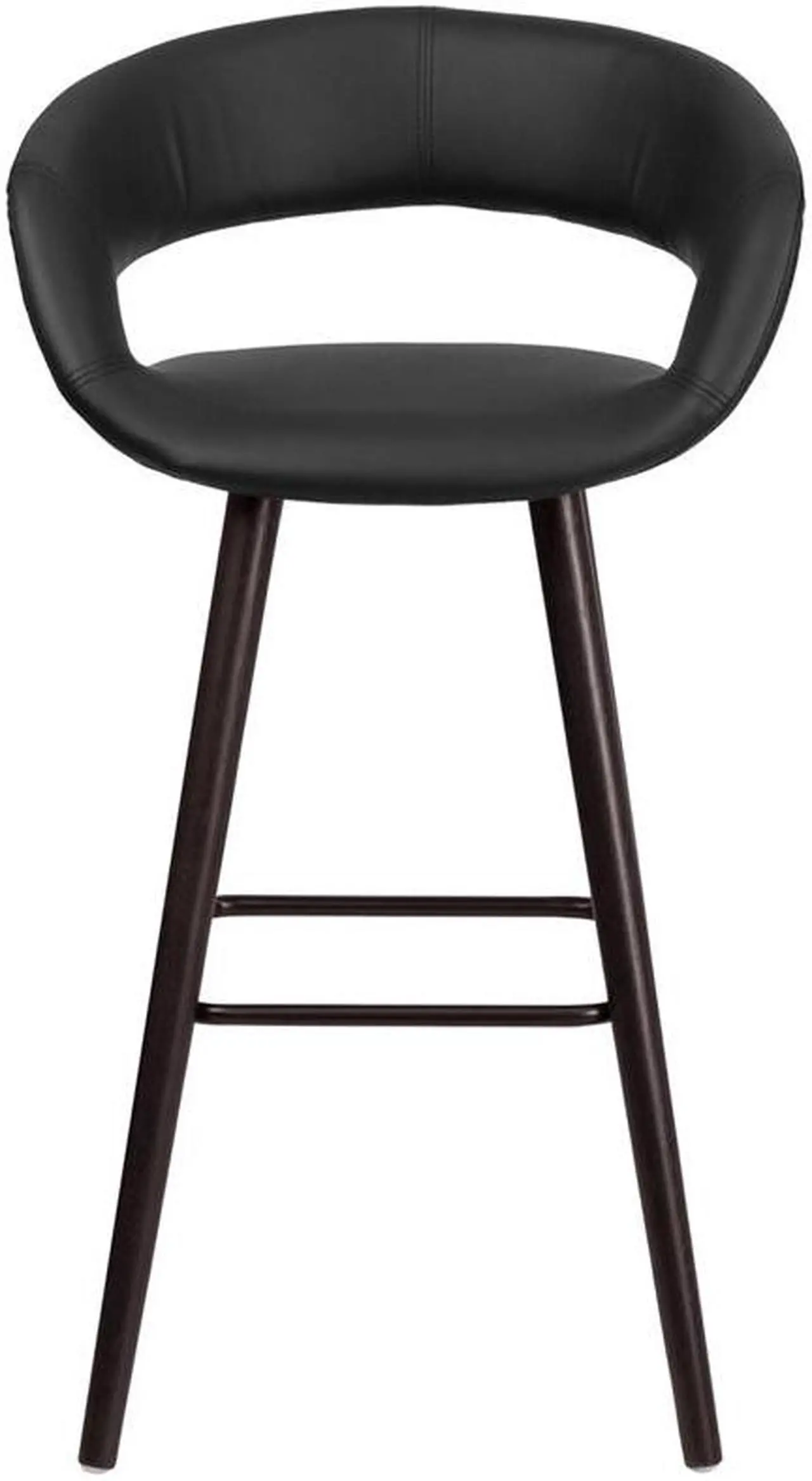 Alt view image 17 of 20 - Brynn Series 29'' High Contemporary Cappuccino Wood Barstool in Black Vinyl