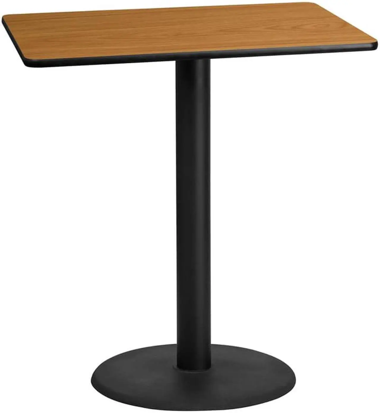 Alt view image 7 of 13 - 30'' x 42'' Rectangular Natural Laminate Table Top with 24'' Round Bar Height Table Base