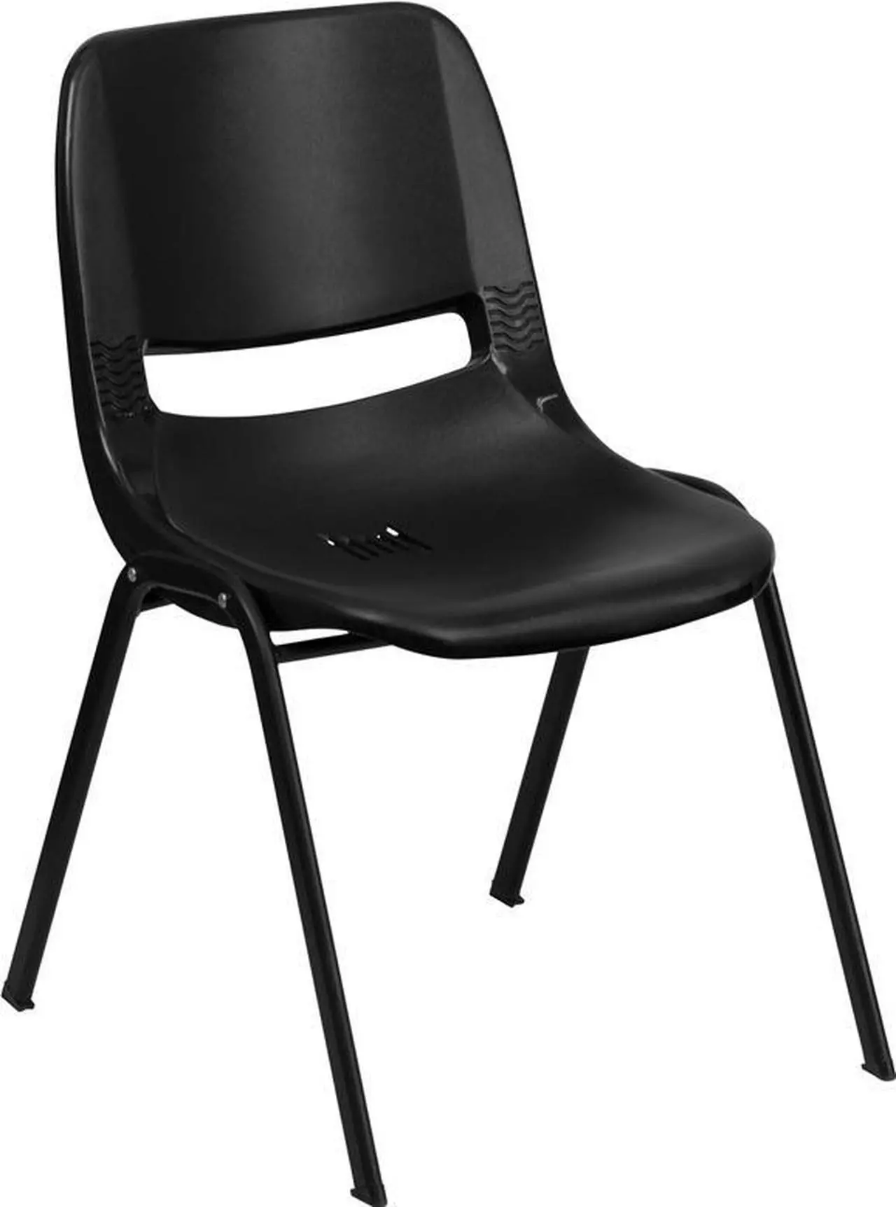 Alt view image 17 of 20 - HERCULES Series 440 lb. Capacity Kid's Black Ergonomic Shell Stack Chair with Black Frame and 12" Seat Height
