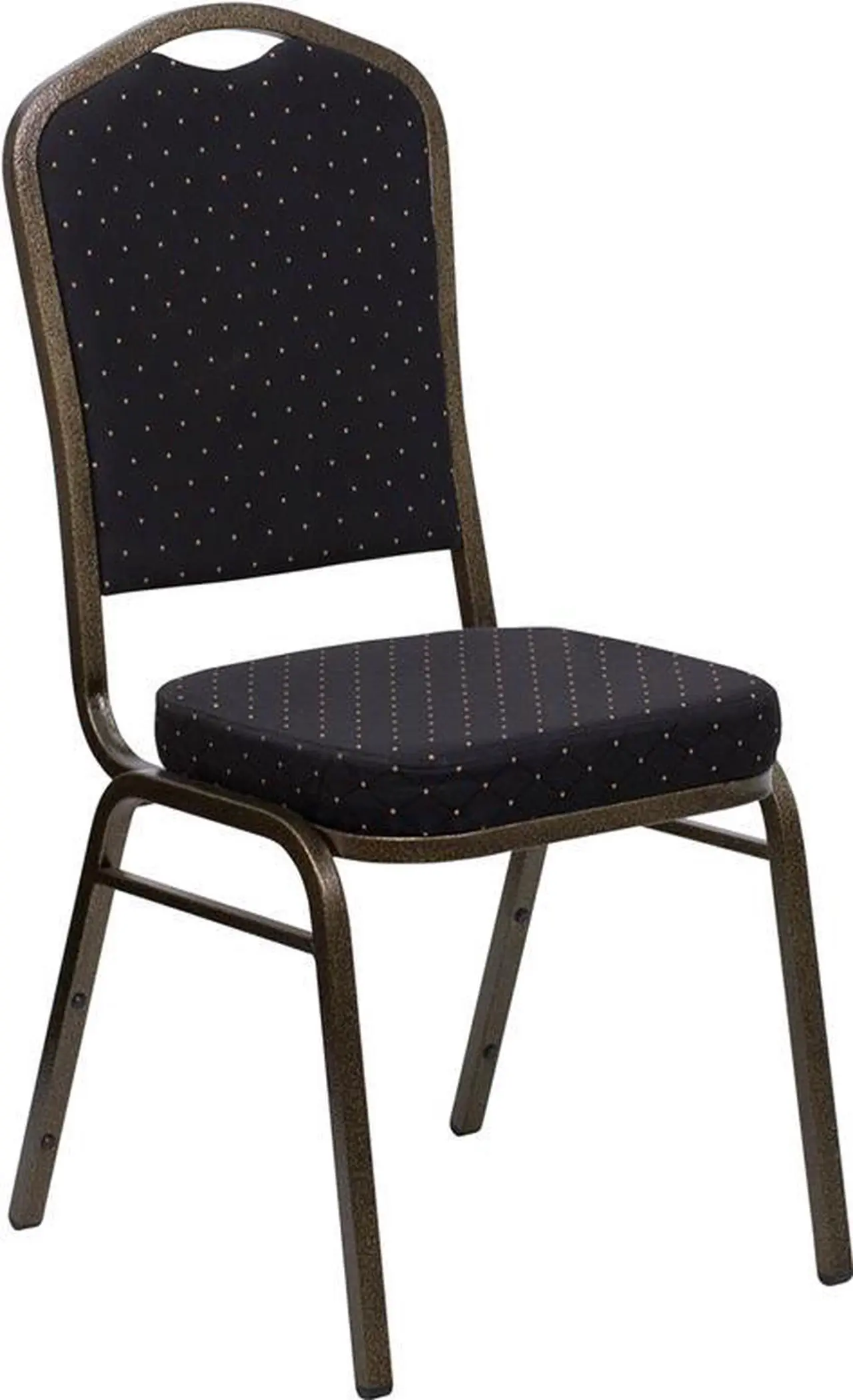 Alt view image 17 of 20 - HERCULES Series Crown Back Stacking Banquet Chair in Navy Blue Dot Patterned Fabric - Gold Vein Frame