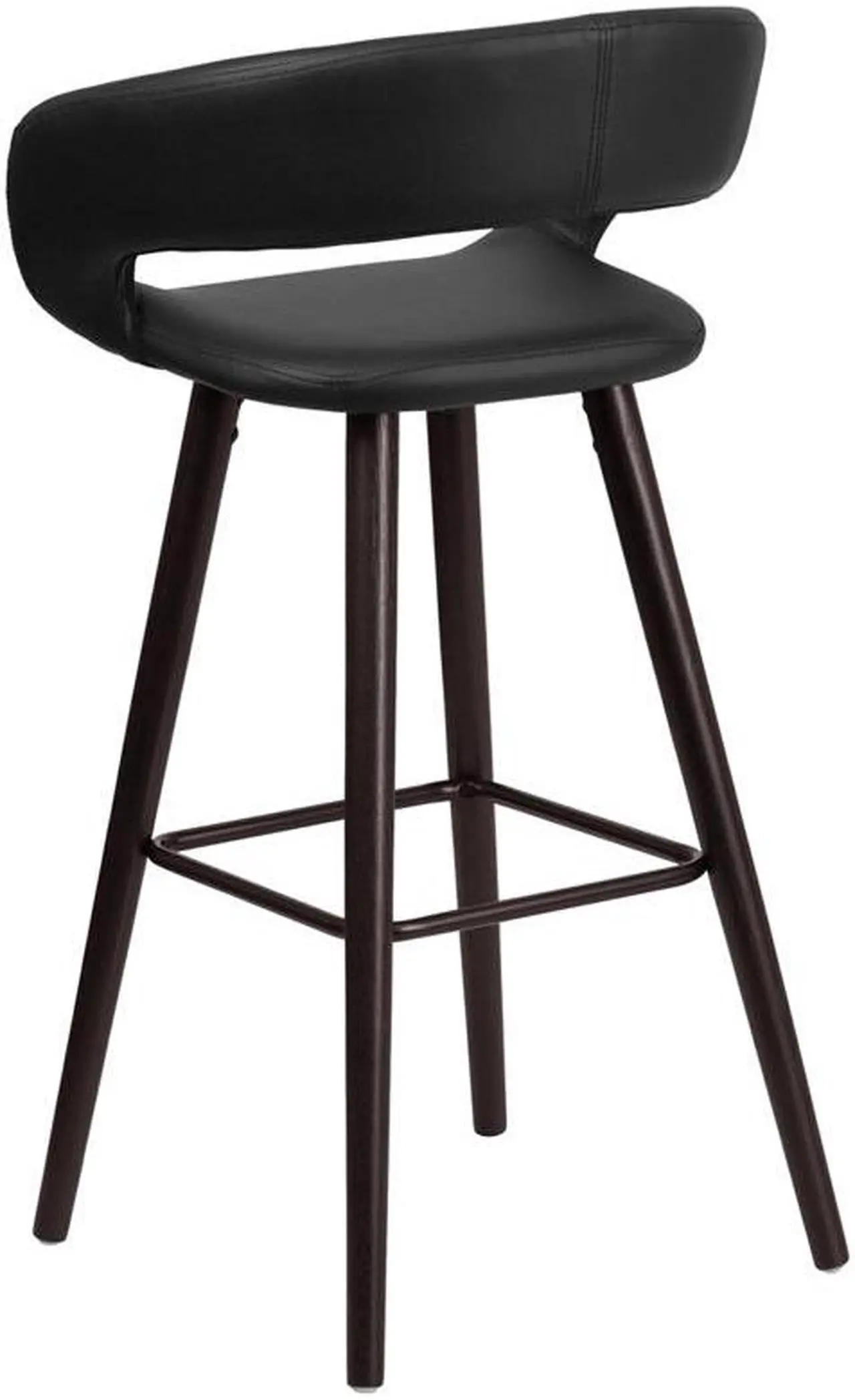 Alt view image 16 of 20 - Brynn Series 29'' High Contemporary Cappuccino Wood Barstool in Black Vinyl