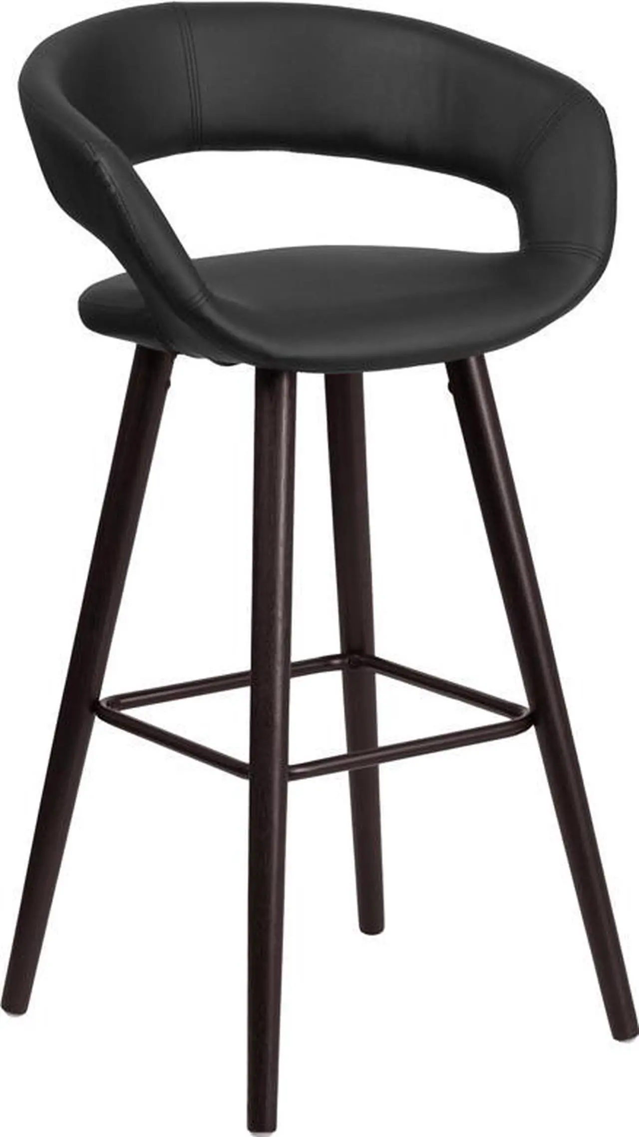 Alt view image 14 of 20 - Brynn Series 29'' High Contemporary Cappuccino Wood Barstool in Black Vinyl