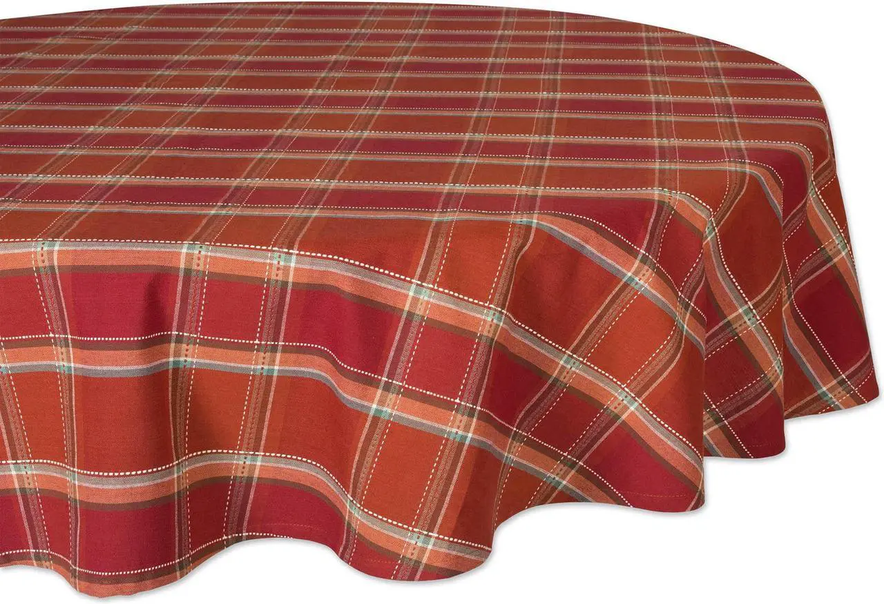 Main image of DII Autumn Spice Plaid  Tablecloth 70 Round