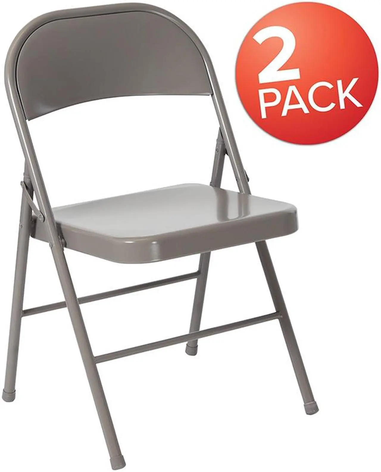 Alt view image 11 of 20 - 2 Pk. HERCULES Series Double Braced Gray Metal Folding Chair
