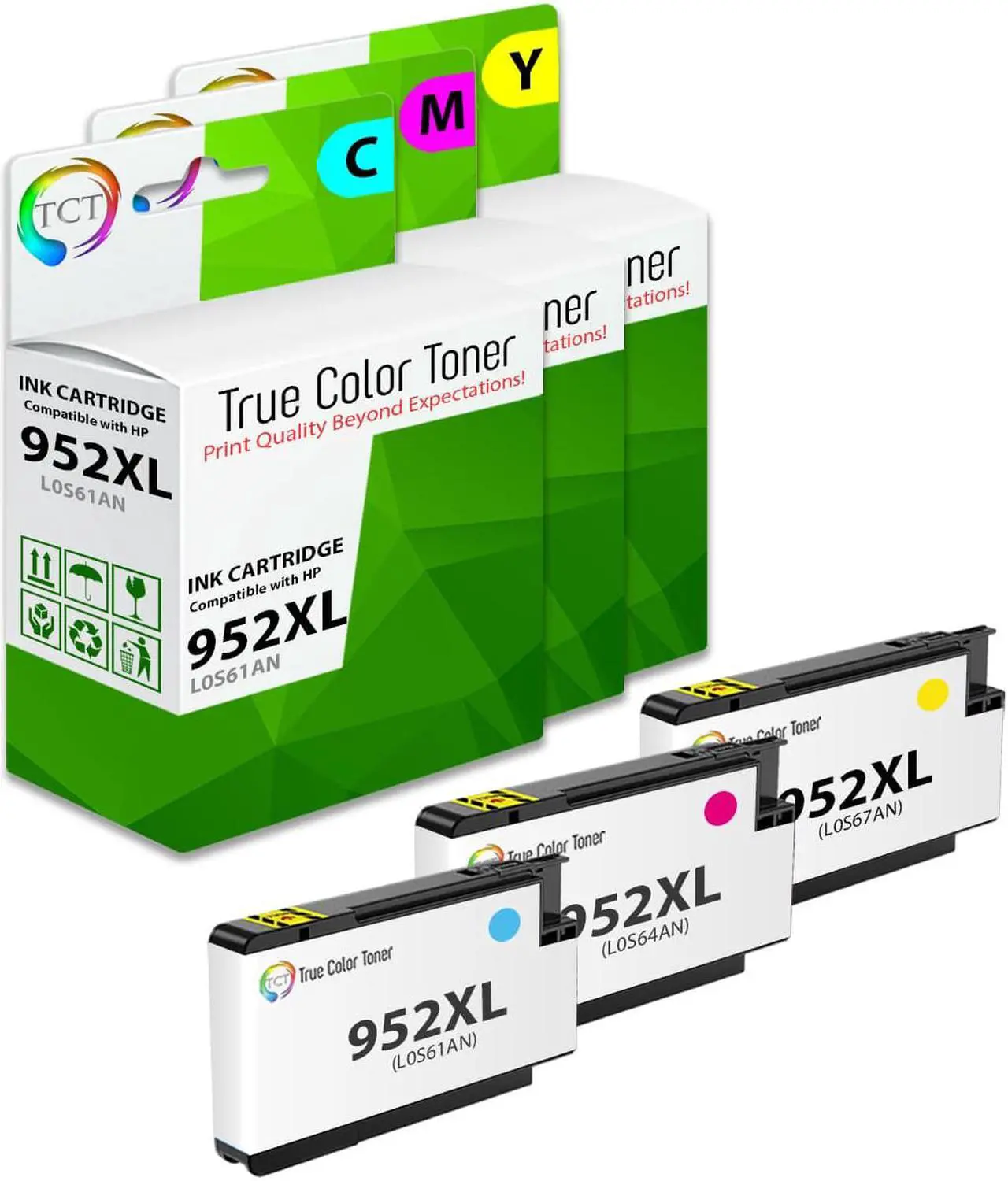 Main image of True Color Toner 952XL Color Ink Cartridge 3 Pack - Premium Compatible Replacement for HP 952XL 952 XL Works With HP OfficeJet 7740 8702 8715 Pro 8210 8216 8218 8710 8714 8720